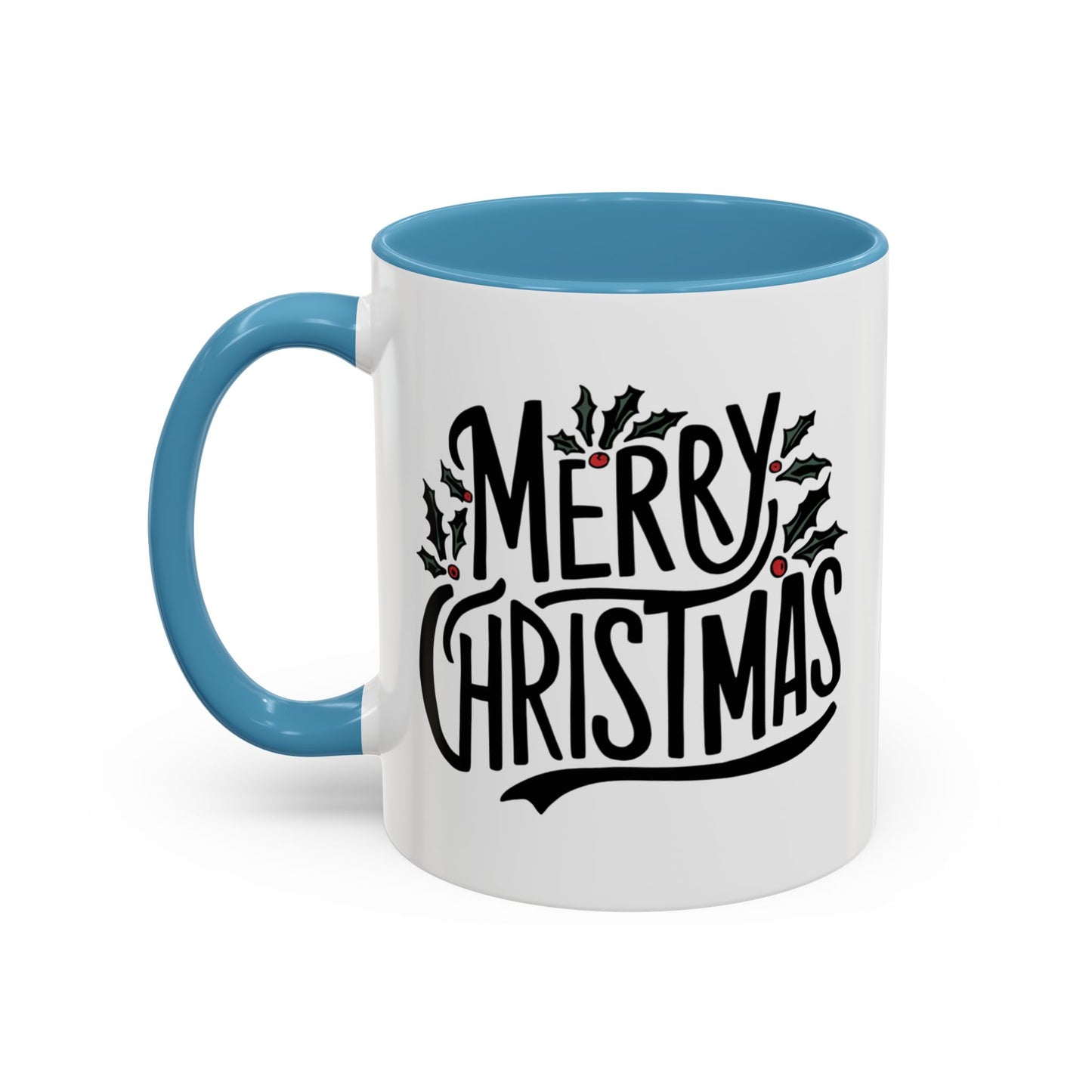 Christmas Mug - Merry Christmas Black Text Mistletoe