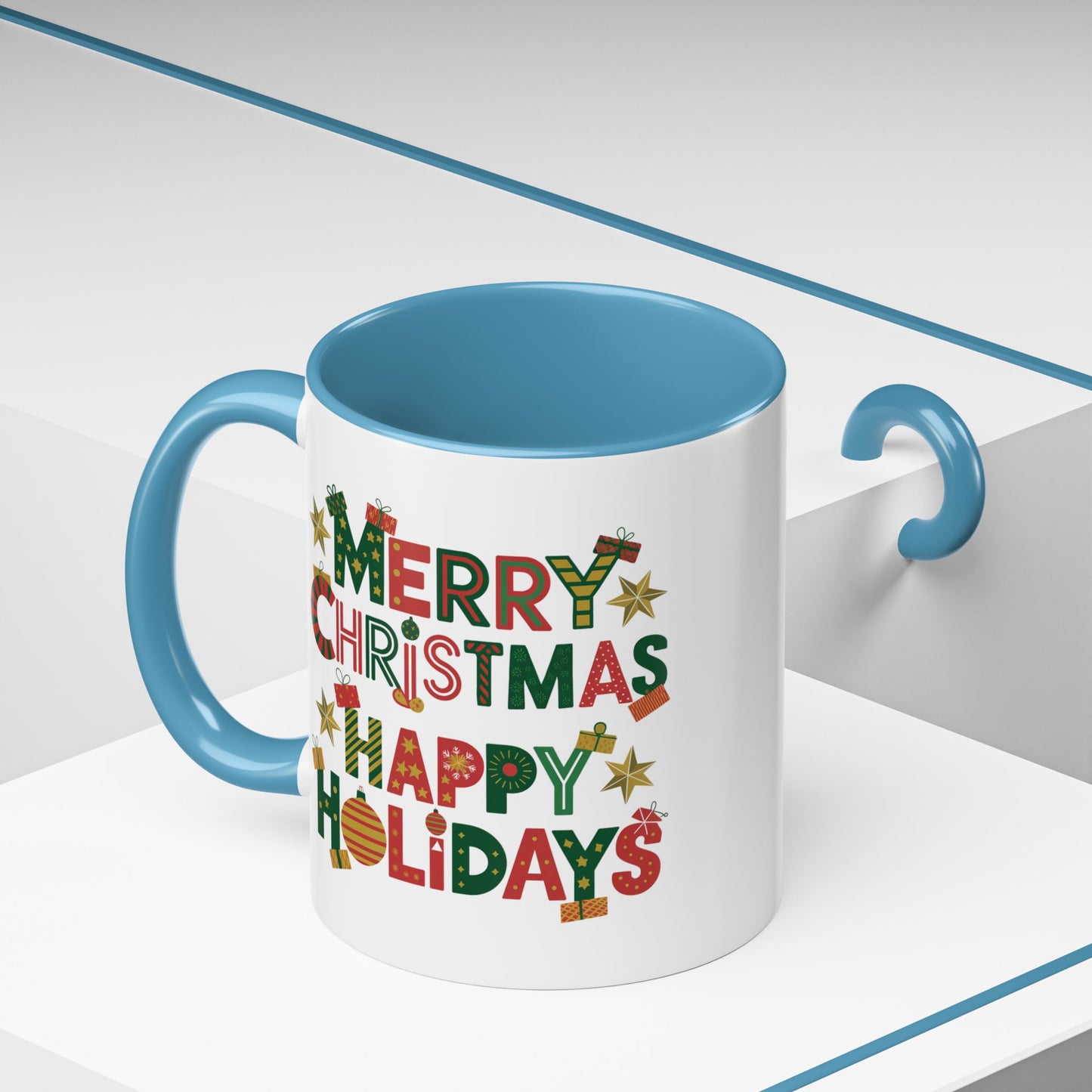 Christmas Mug - Merry Christmas Happy Holidays Decorative Text