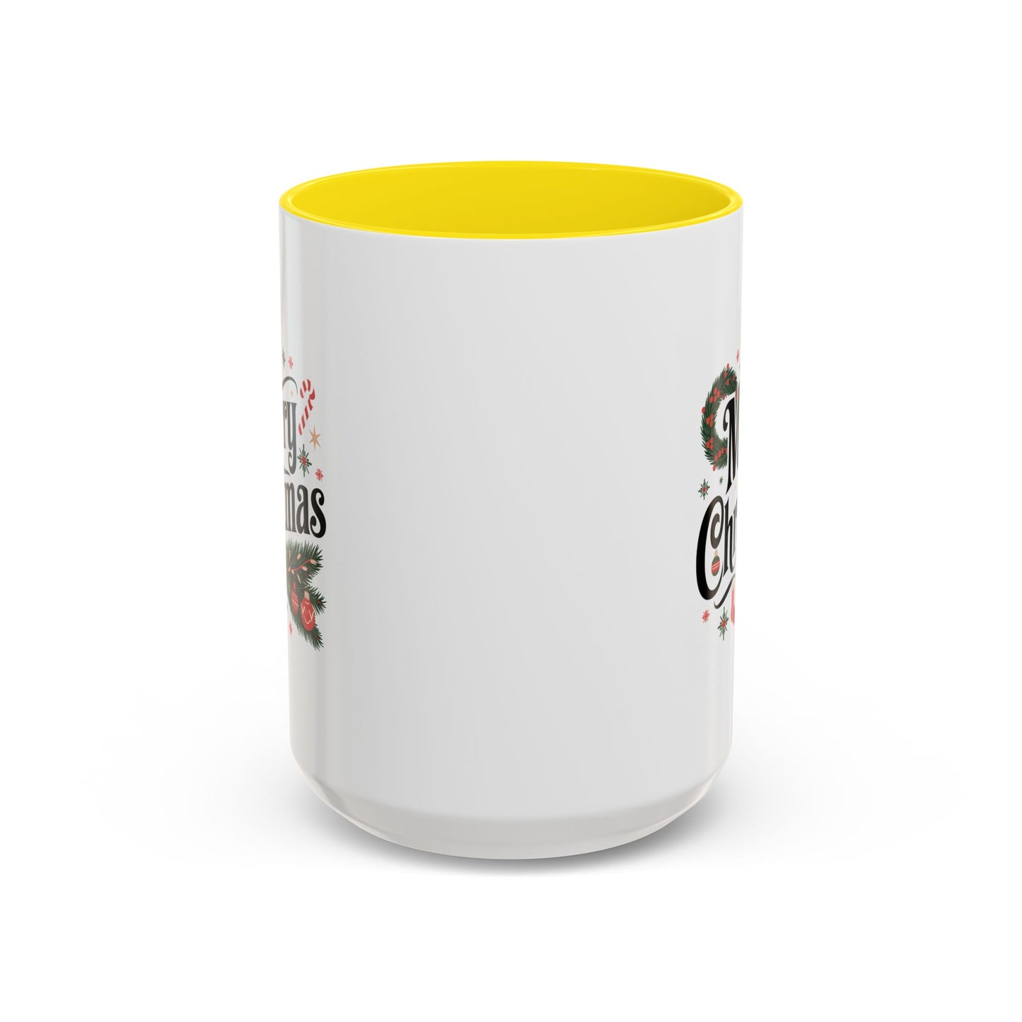 Christmas Mug - Merry Christmas Black Text Star Stocking Ornament Candy Cane