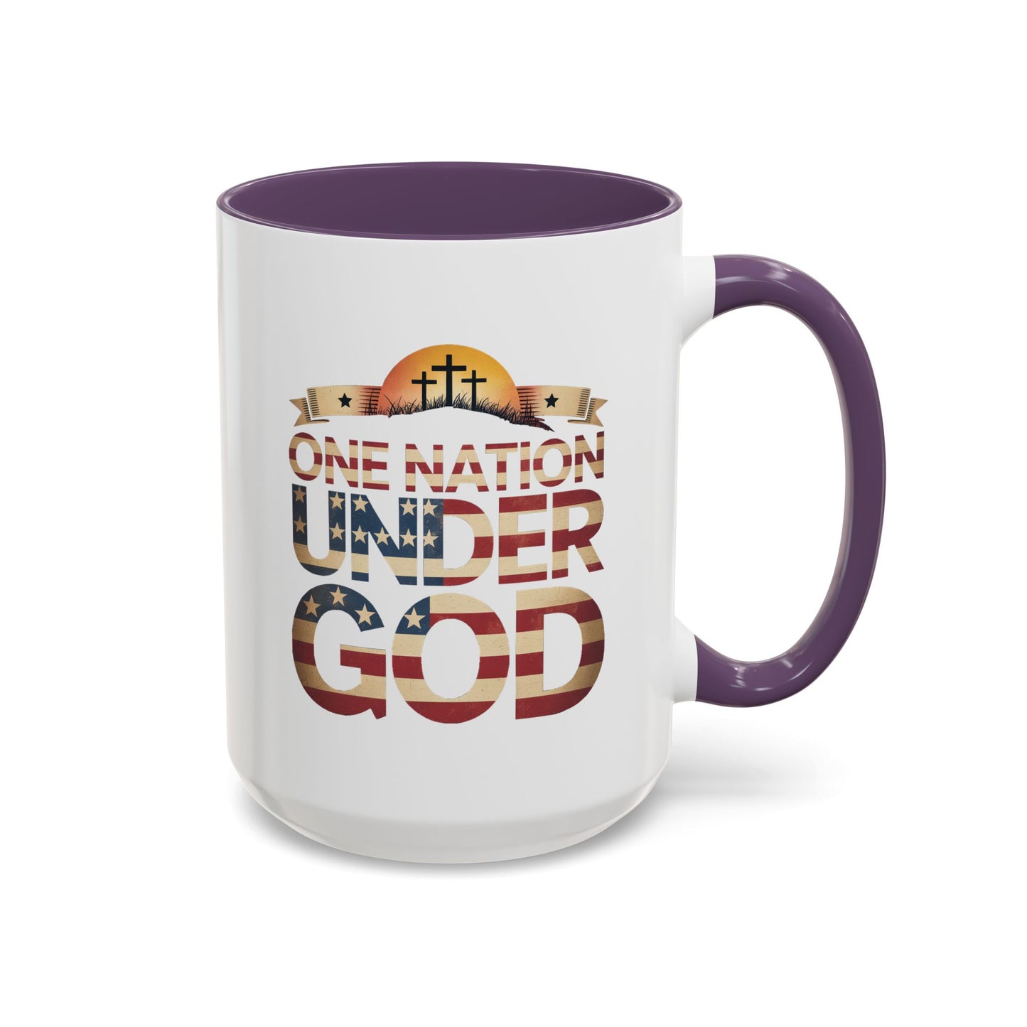 4th of July Mug - One Nation Under God Cross Flag
