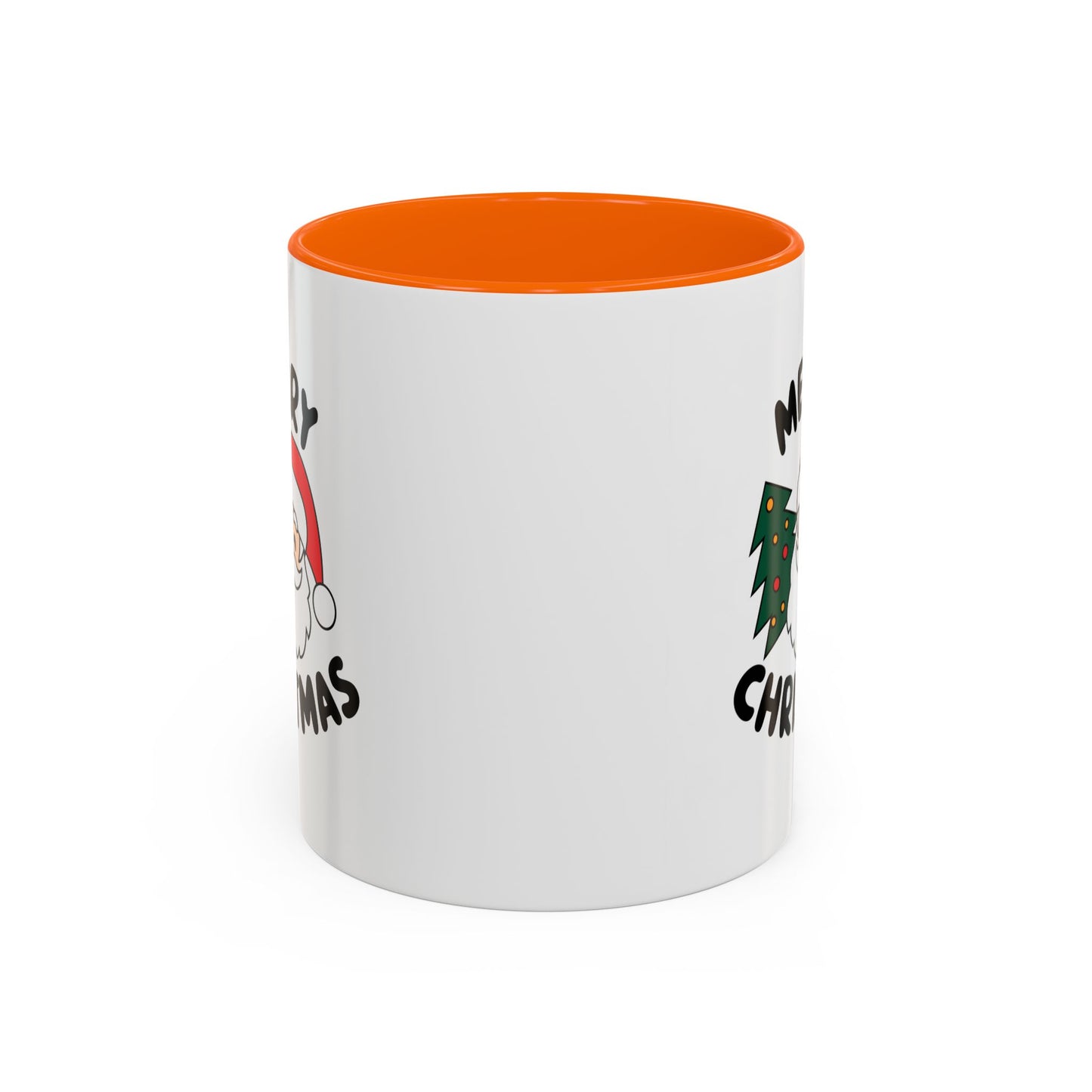 Christmas Mug - Merry Christmas Black Text Santa Tree