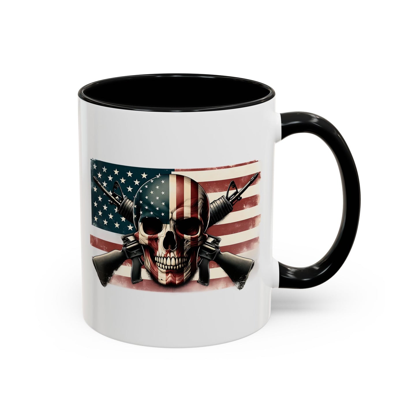 4th of July Mug - Skull Guns Flag