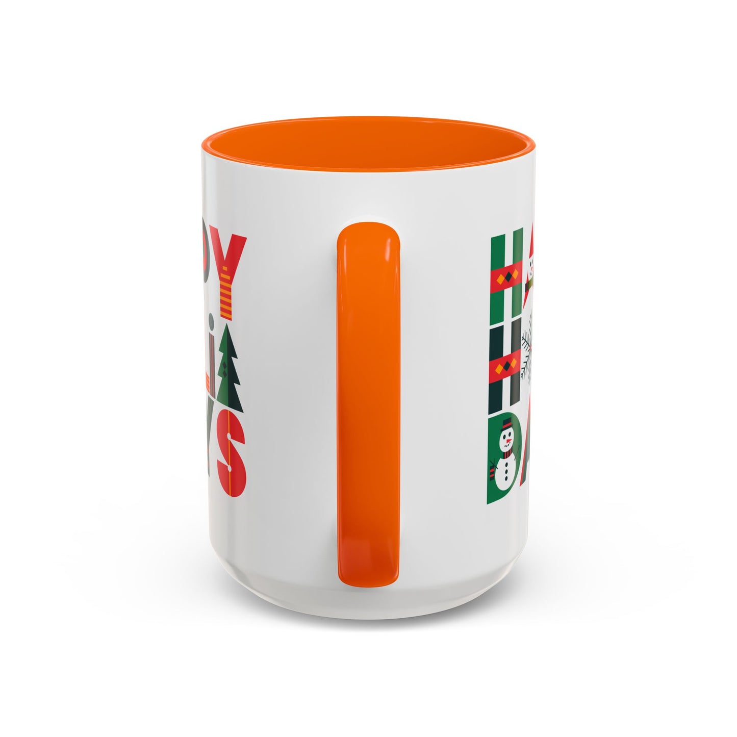 Christmas Mug - Happy Holidays Green Red & Blue Decorative Text