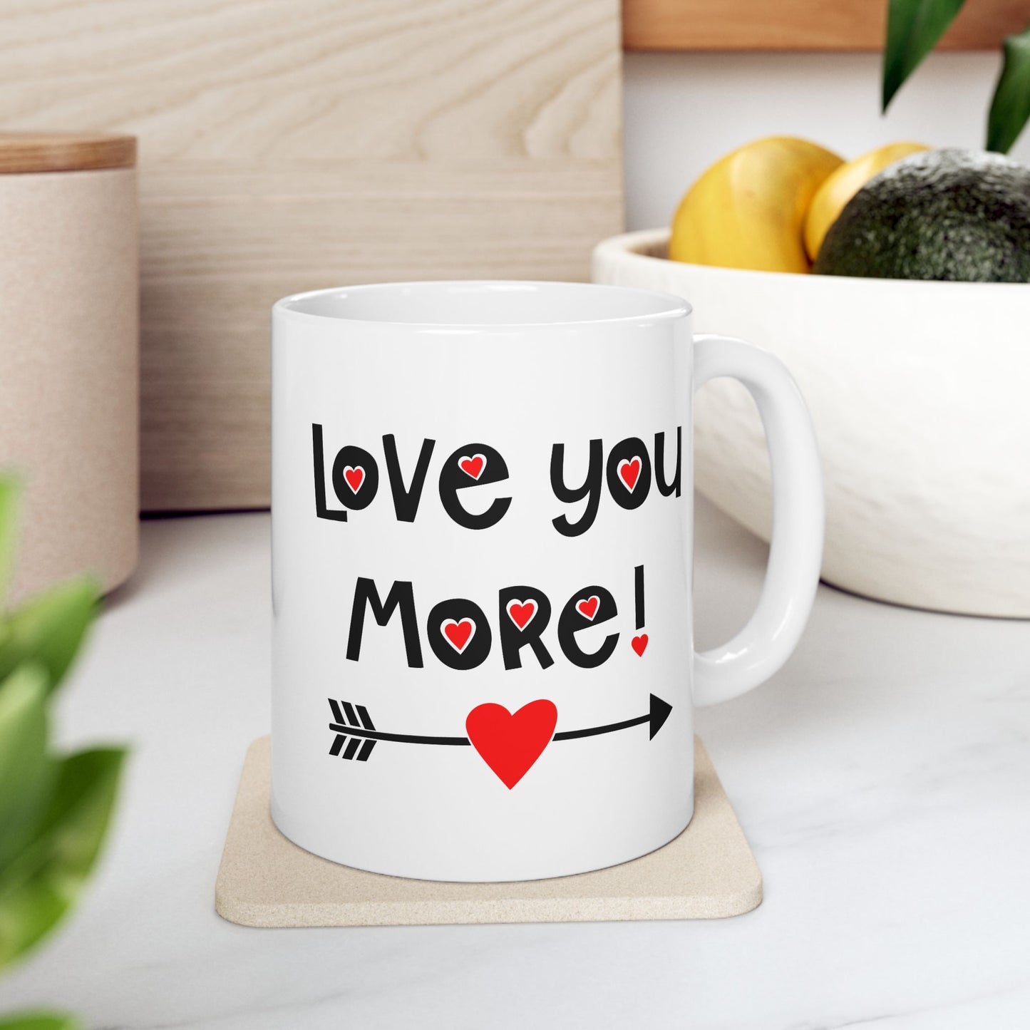 Valentine's Day Mug - Love You More Heart Arrow