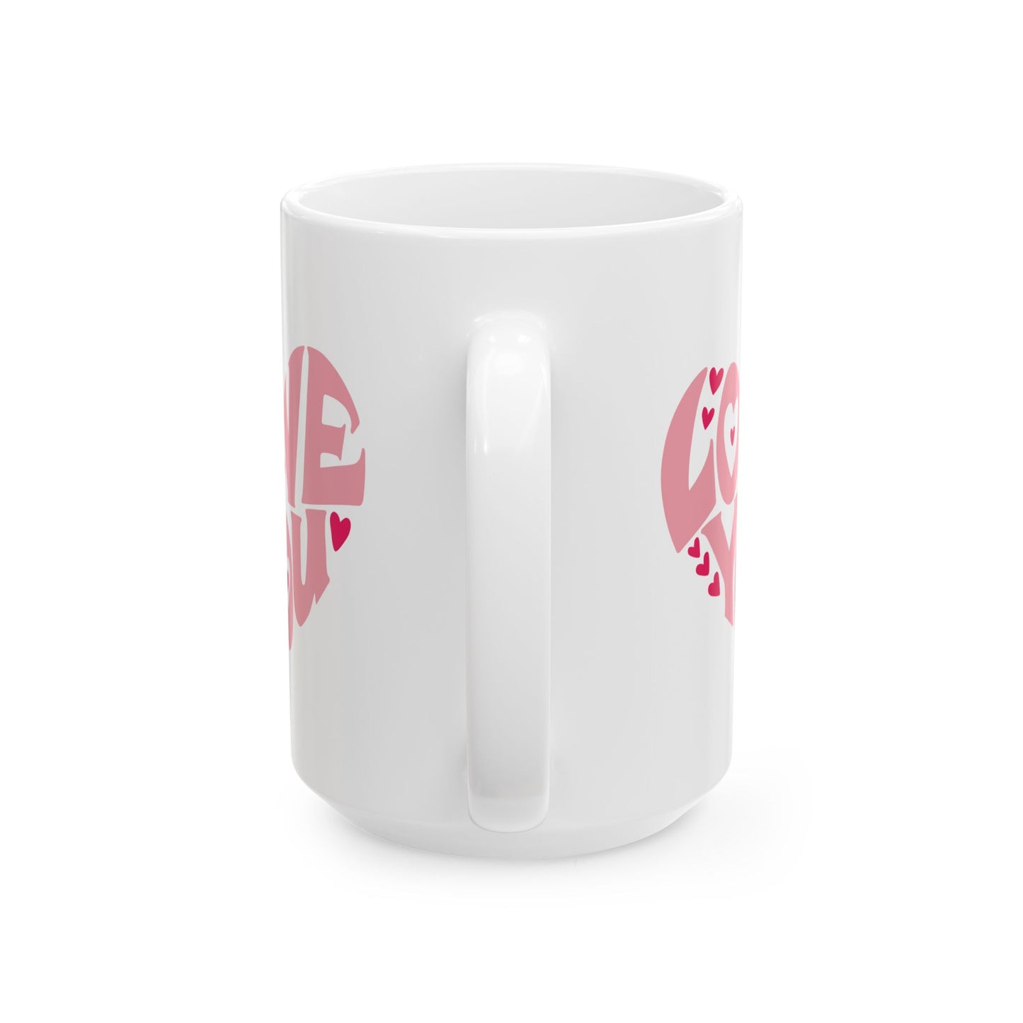 Anniversary Mug - Love You Heart Shaped Lettering