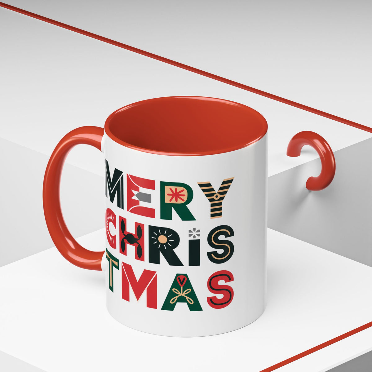 Christmas - Merry Christmas Black Red Green Patterned Text