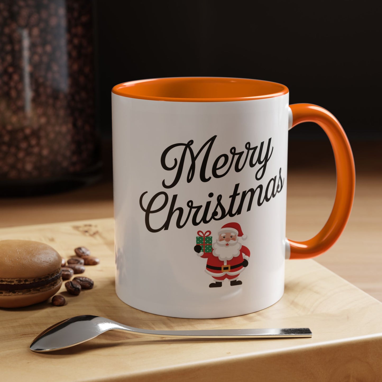 Christmas Mug - Merry Christmas Black Text Santa Present