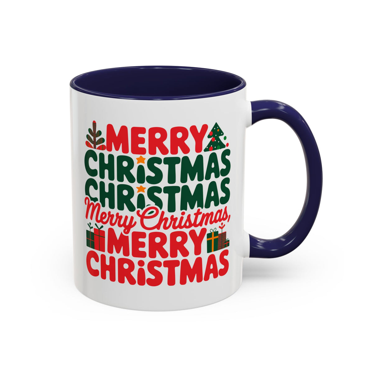 Christmas - Merry Christmas Red & Green Text Trees Presents Candles