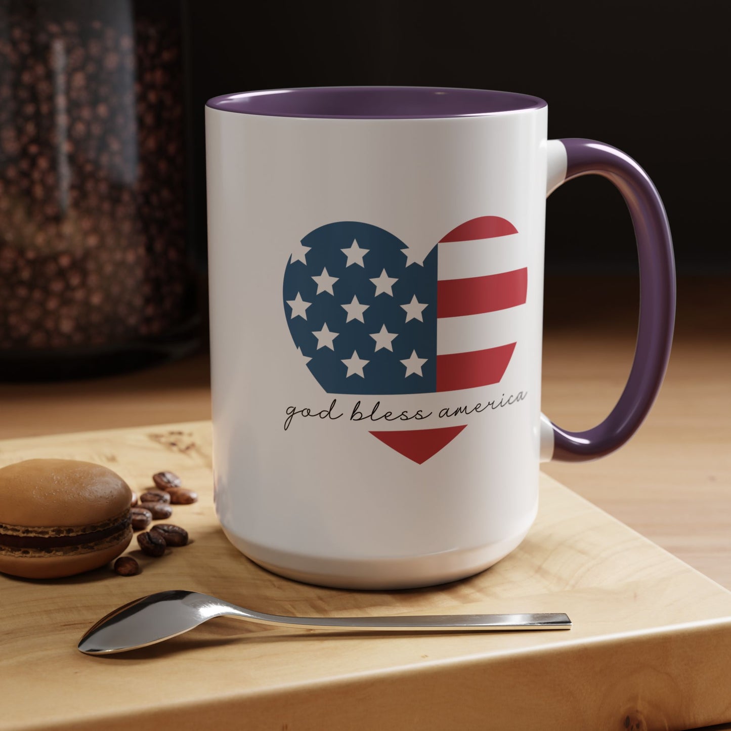 4th of July Mug - God Bless America Flag Heart