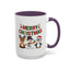 Christmas Mug - Red Green & Gold Text Reindeer Snowman Penguin