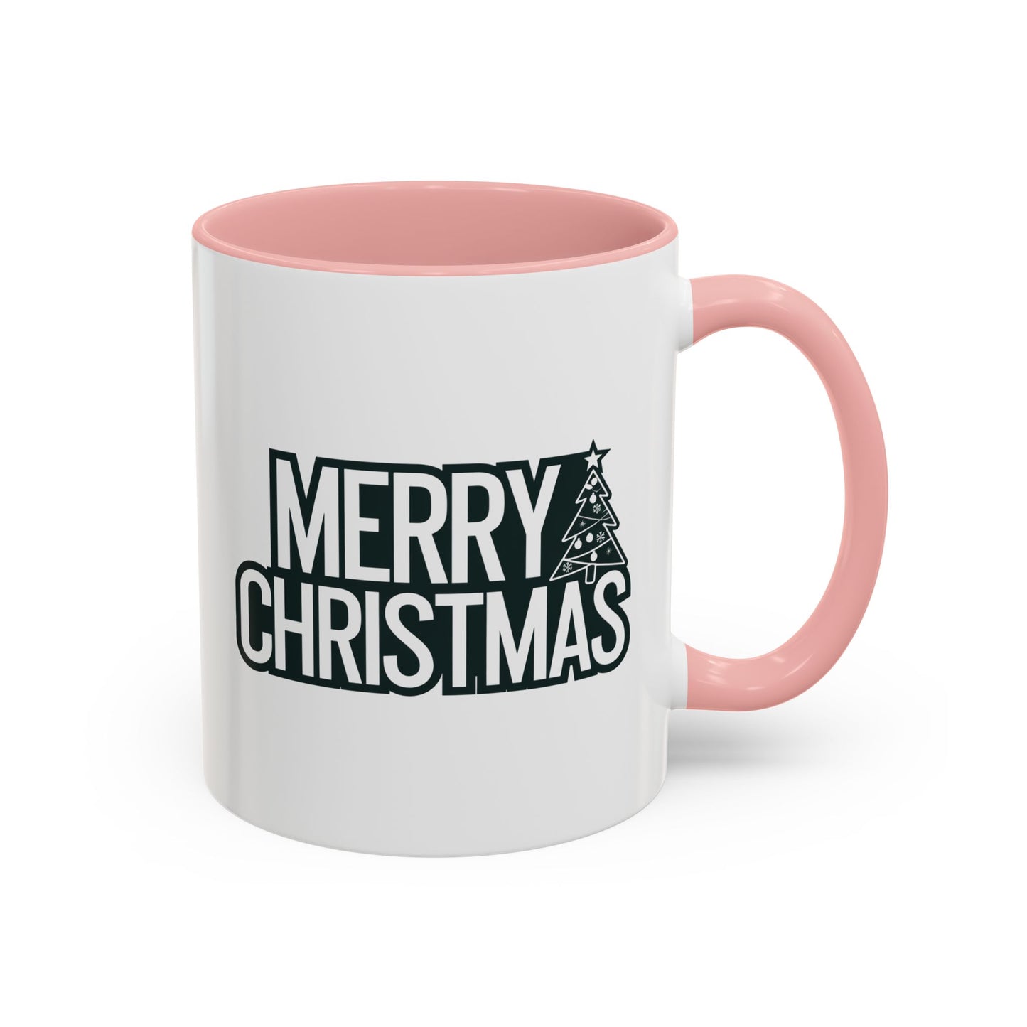 Christmas Mug - Merry Christmas White & Black Text Tree