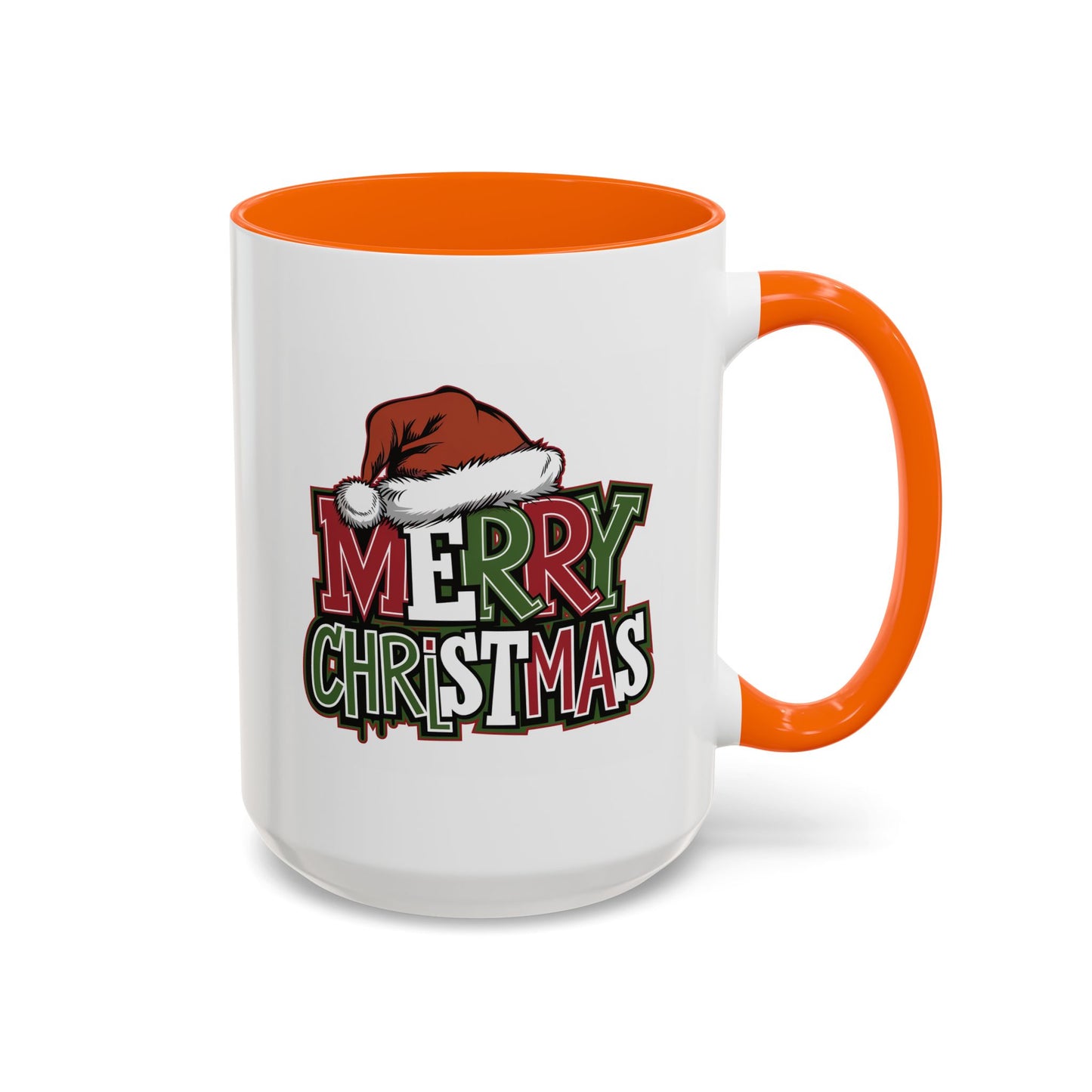 Christmas Mug - Merry Christmas Red Green & White Graffiti Hat