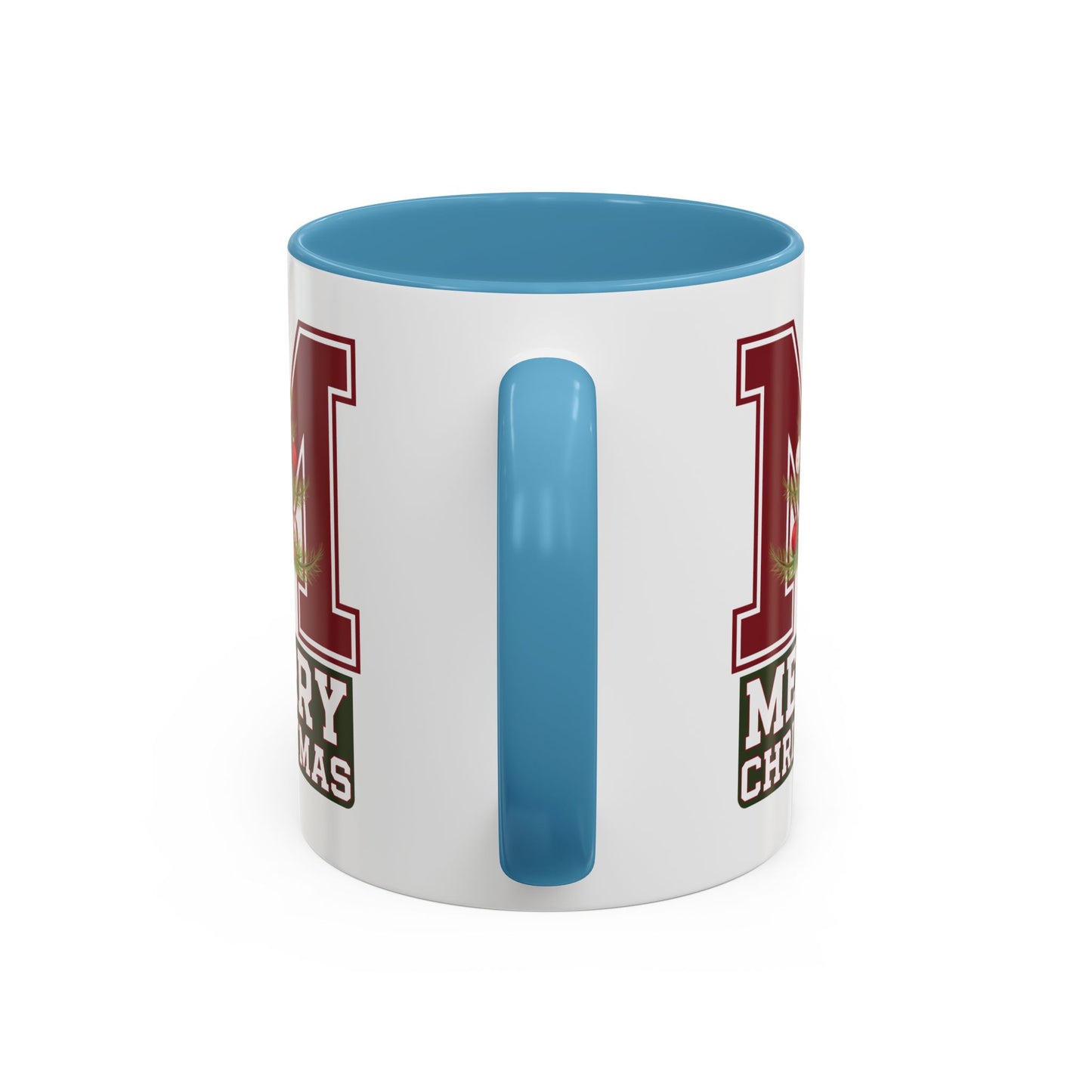 Christmas Mug - Merry Christmas White Green & Red College Text