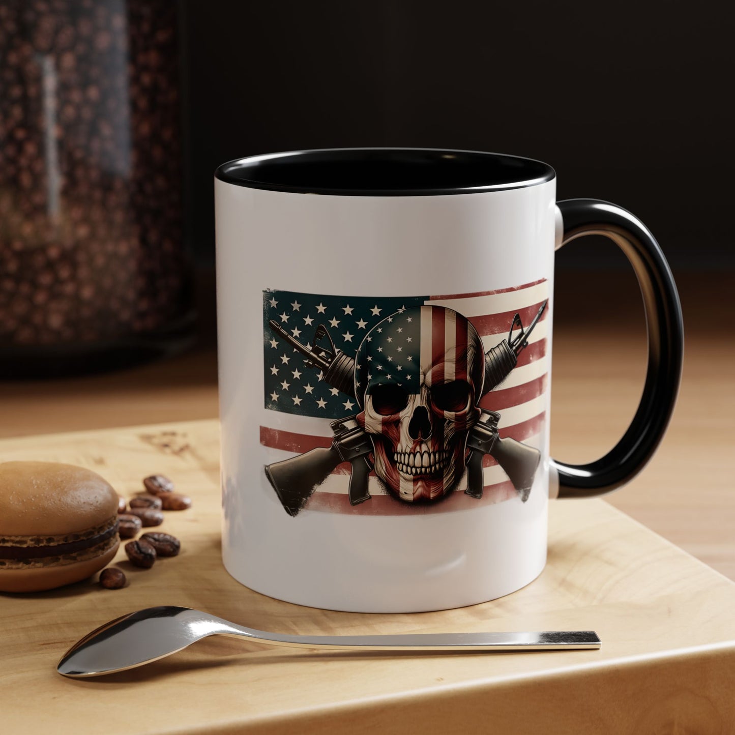 4th of July Mug - Skull Guns Flag