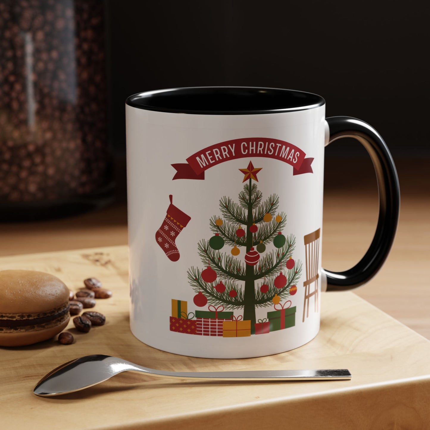 Christmas Mug - Merry Christmas Banner Tree Presents