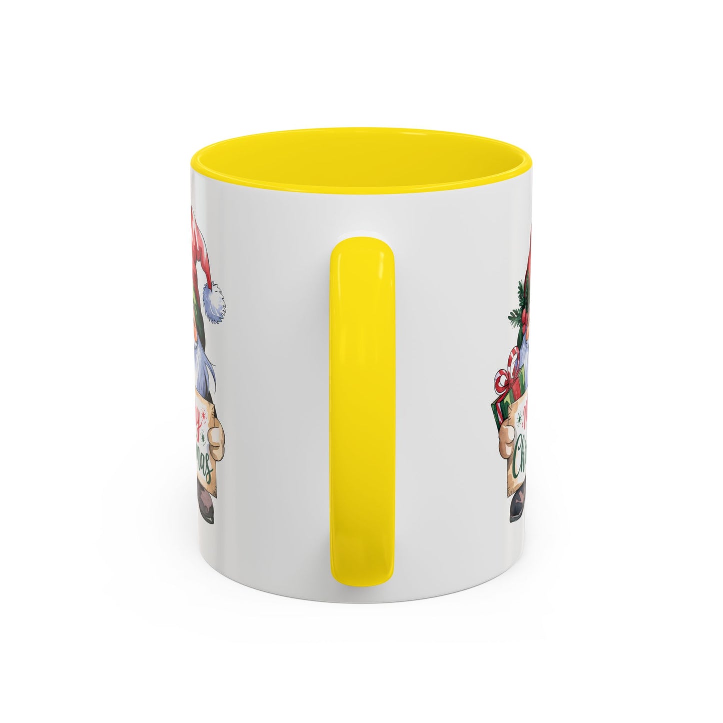 Christmas Mug - Merry Christmas Red & Green Text Gnome Present