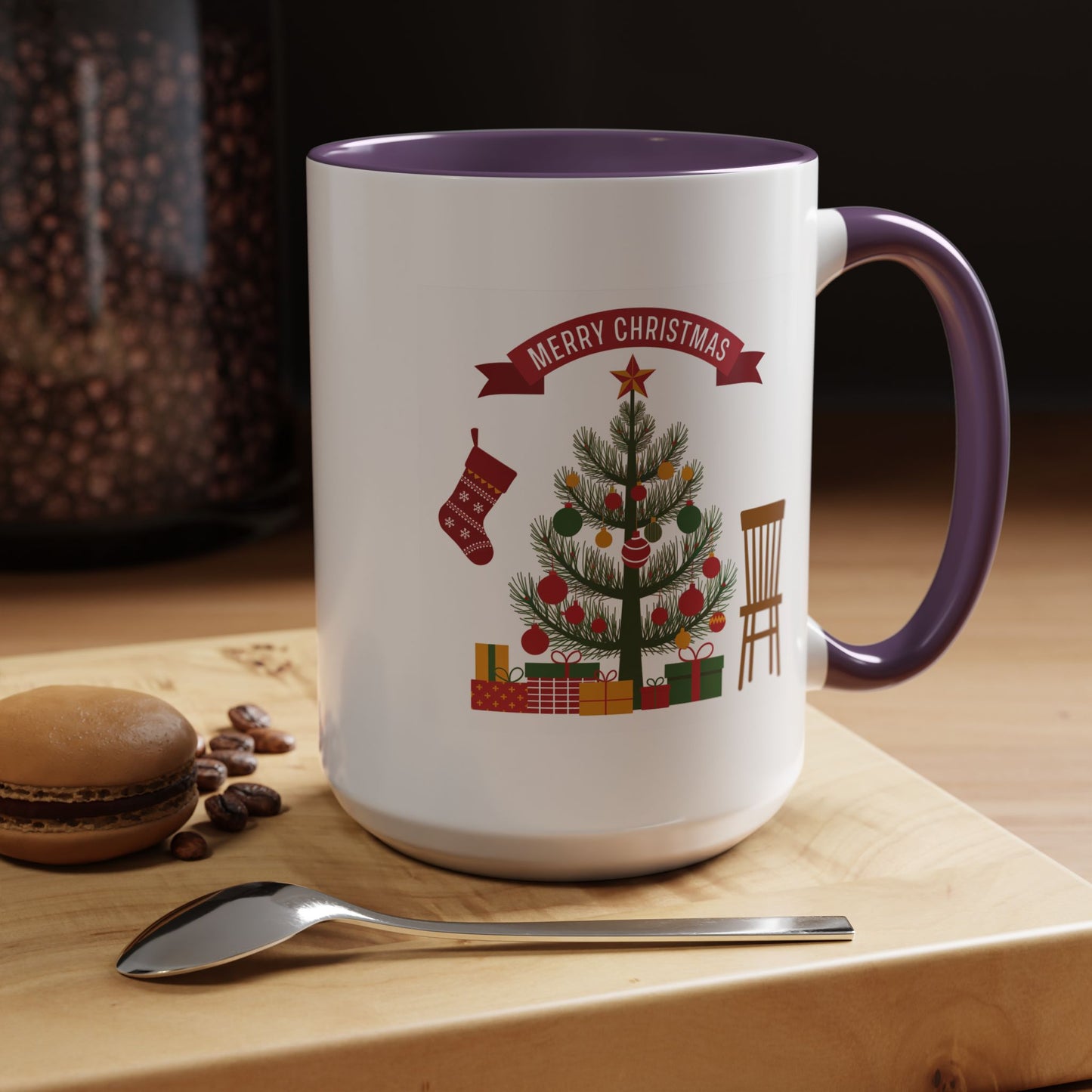 Christmas Mug - Merry Christmas Banner Tree Presents