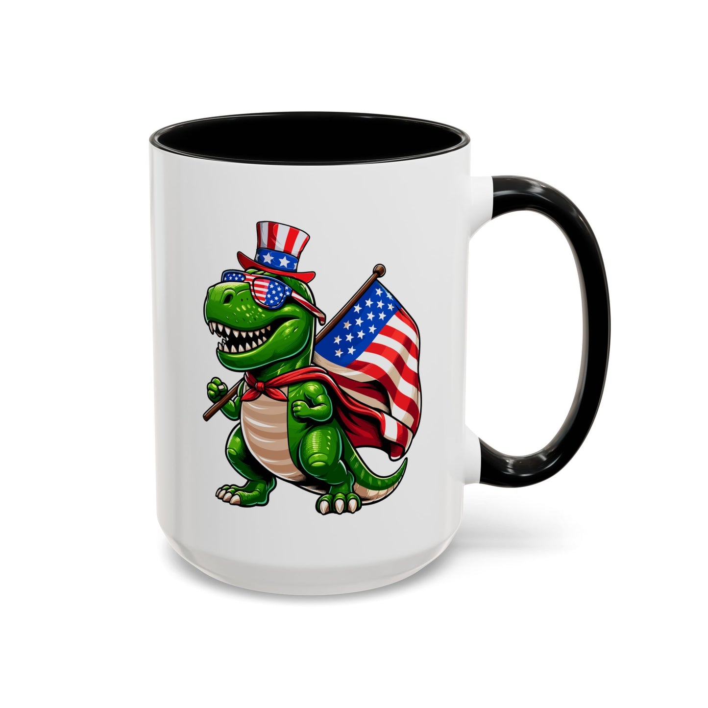 4th of July Mug - T Rex Dinosaur USA Flag