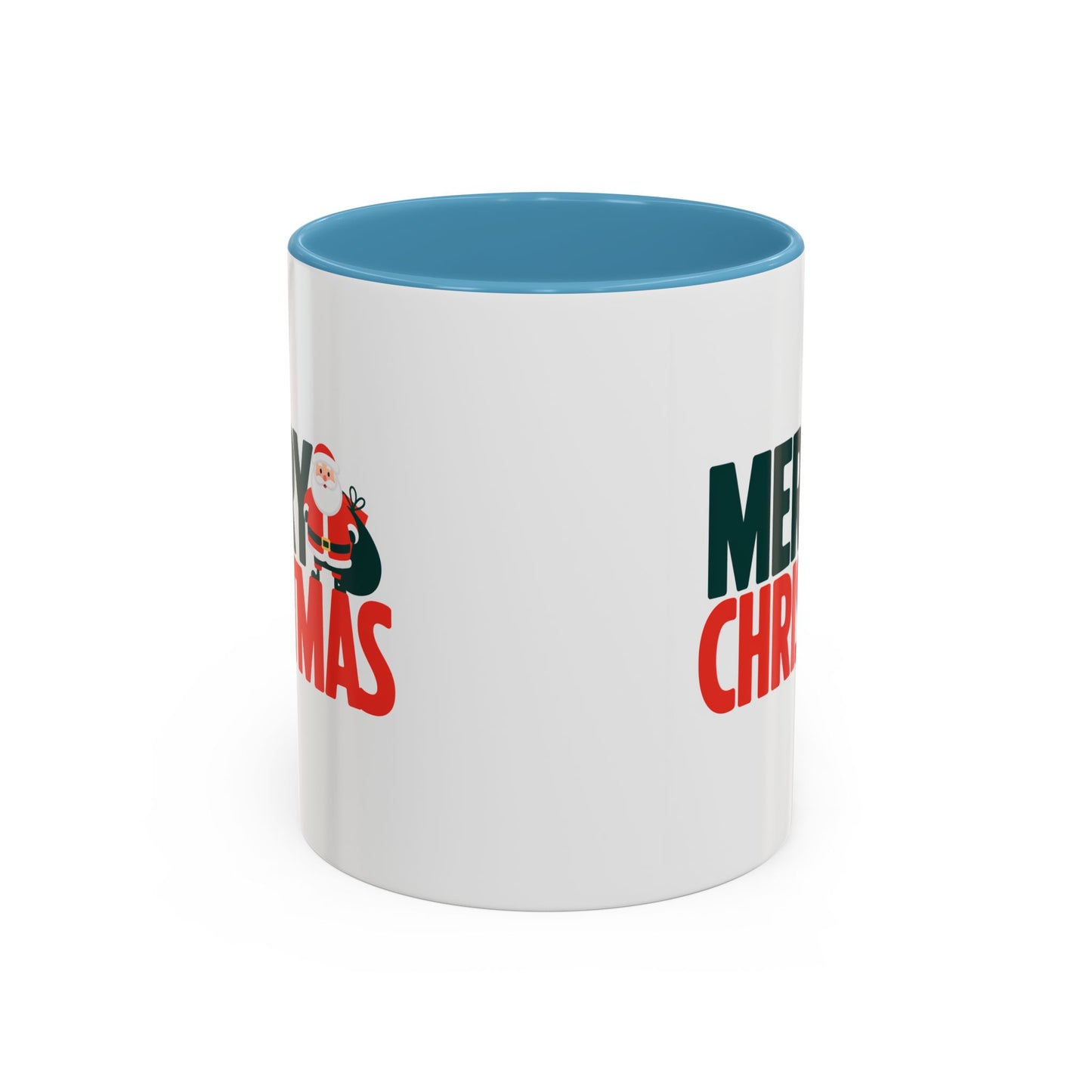Christmas Mug - Merry Christmas Green & Red Text Santa Bag