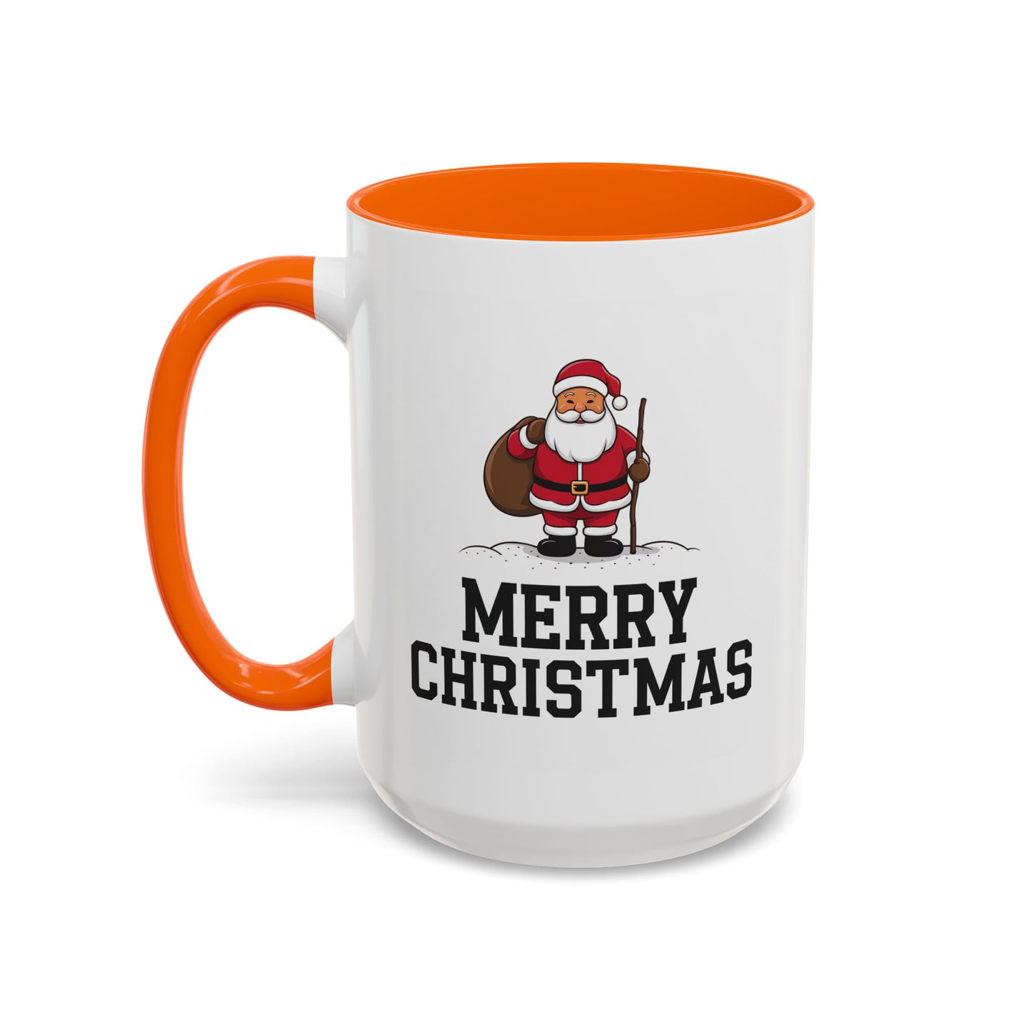 Christmas Mug - Merry Christmas Black Text Santa Walking