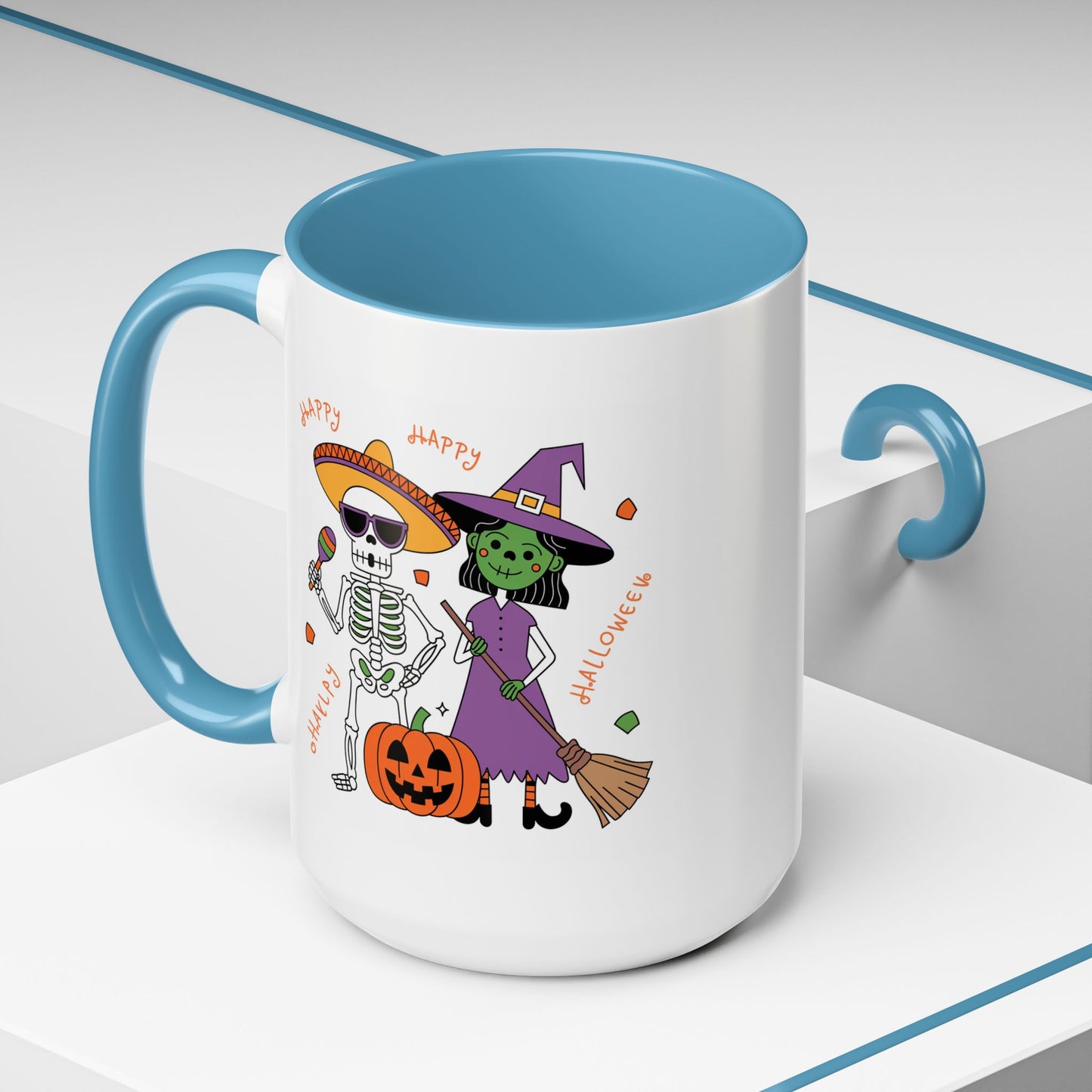 Halloween Mug - Skeleton & Witch