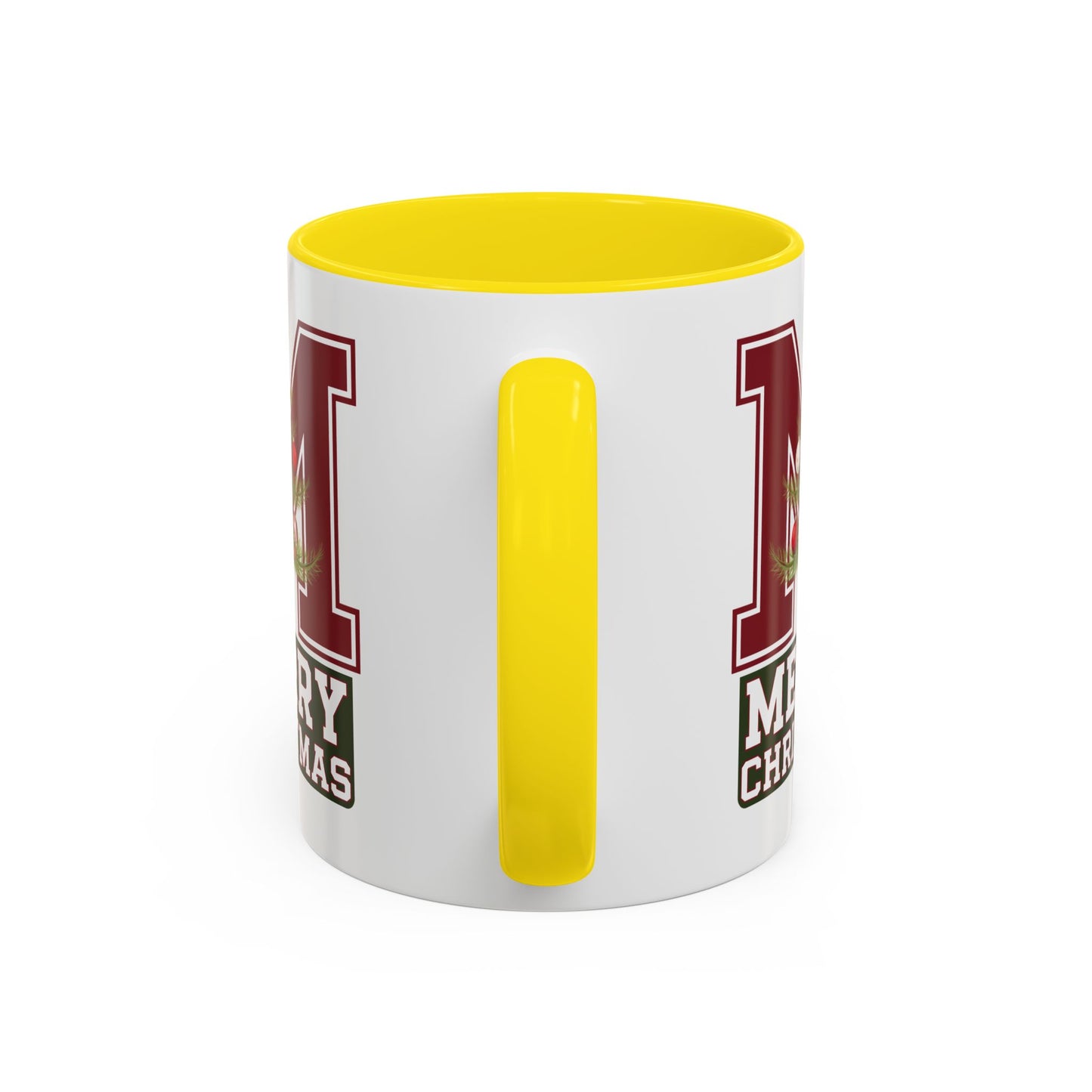 Christmas Mug - Merry Christmas White Green & Red College Text