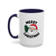 Christmas Mug - Merry Christmas Black Text Santa Tree