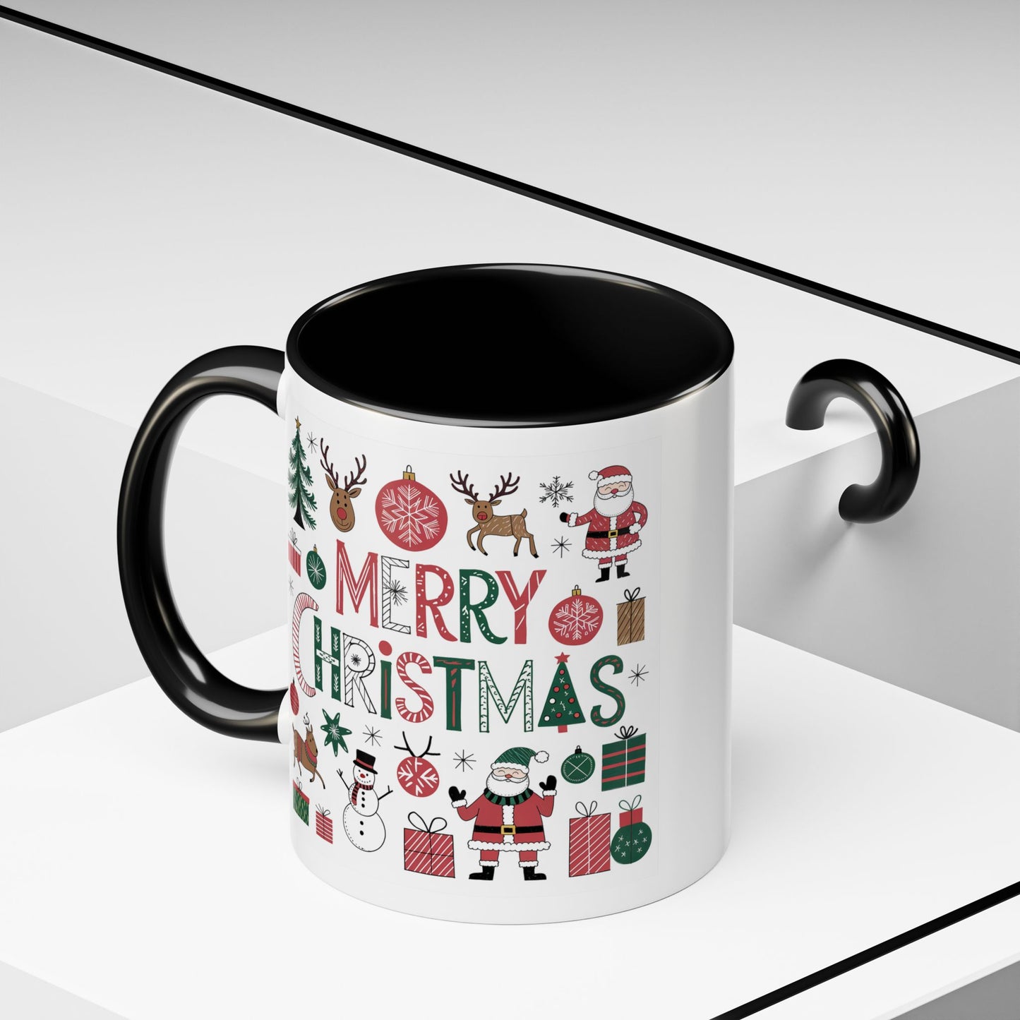 Christmas Mug - Merry Christmas Red White & Green Text Collage