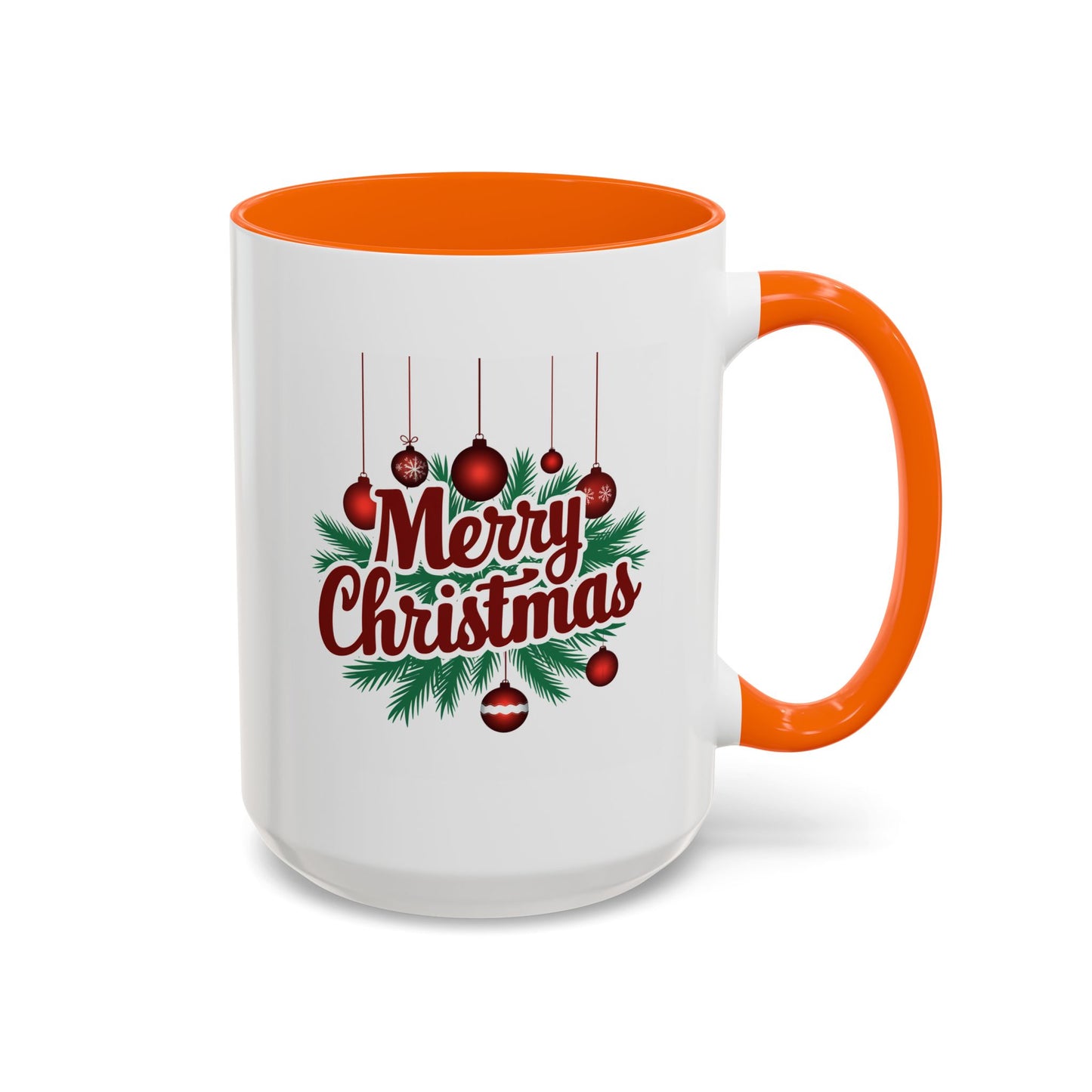 Christmas Mug - Merry Christmas Maroon Text Ornaments
