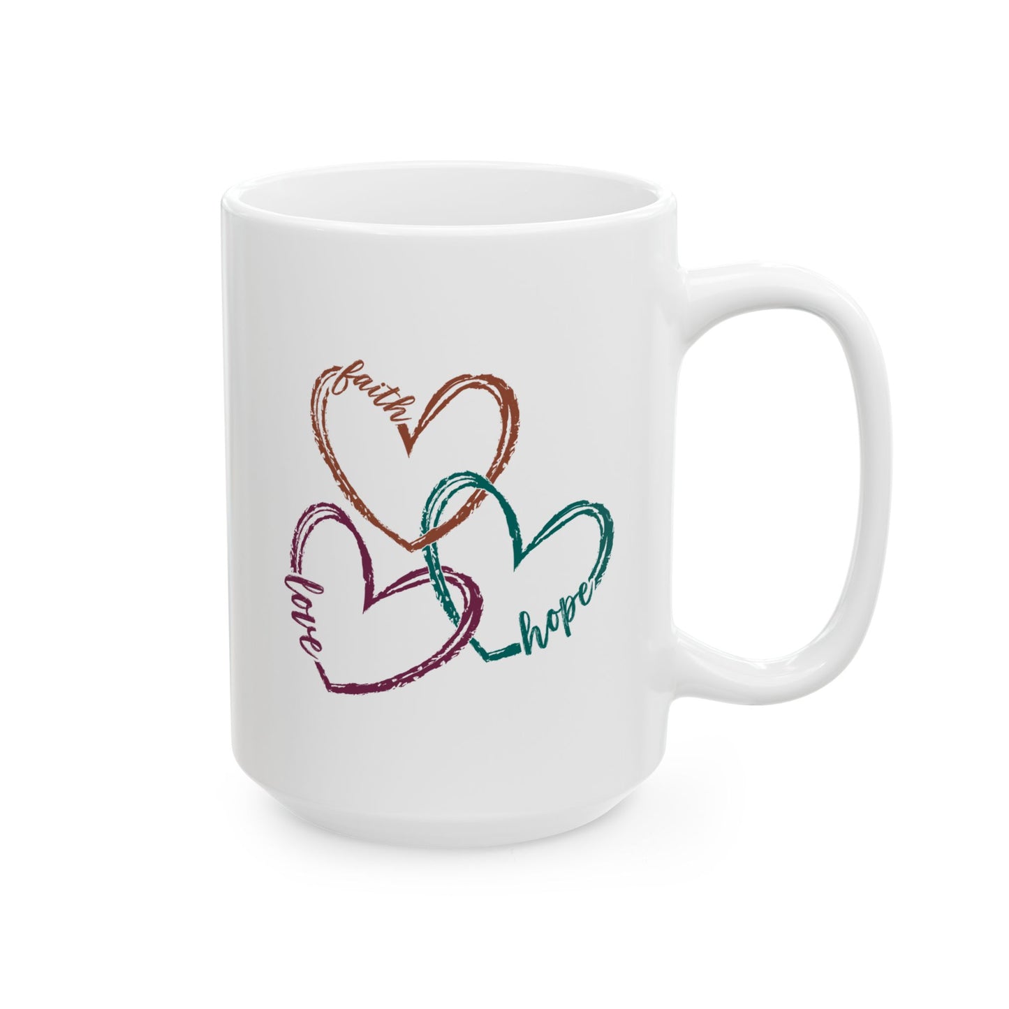 Religious Mug - Faith Love Hope Hearts