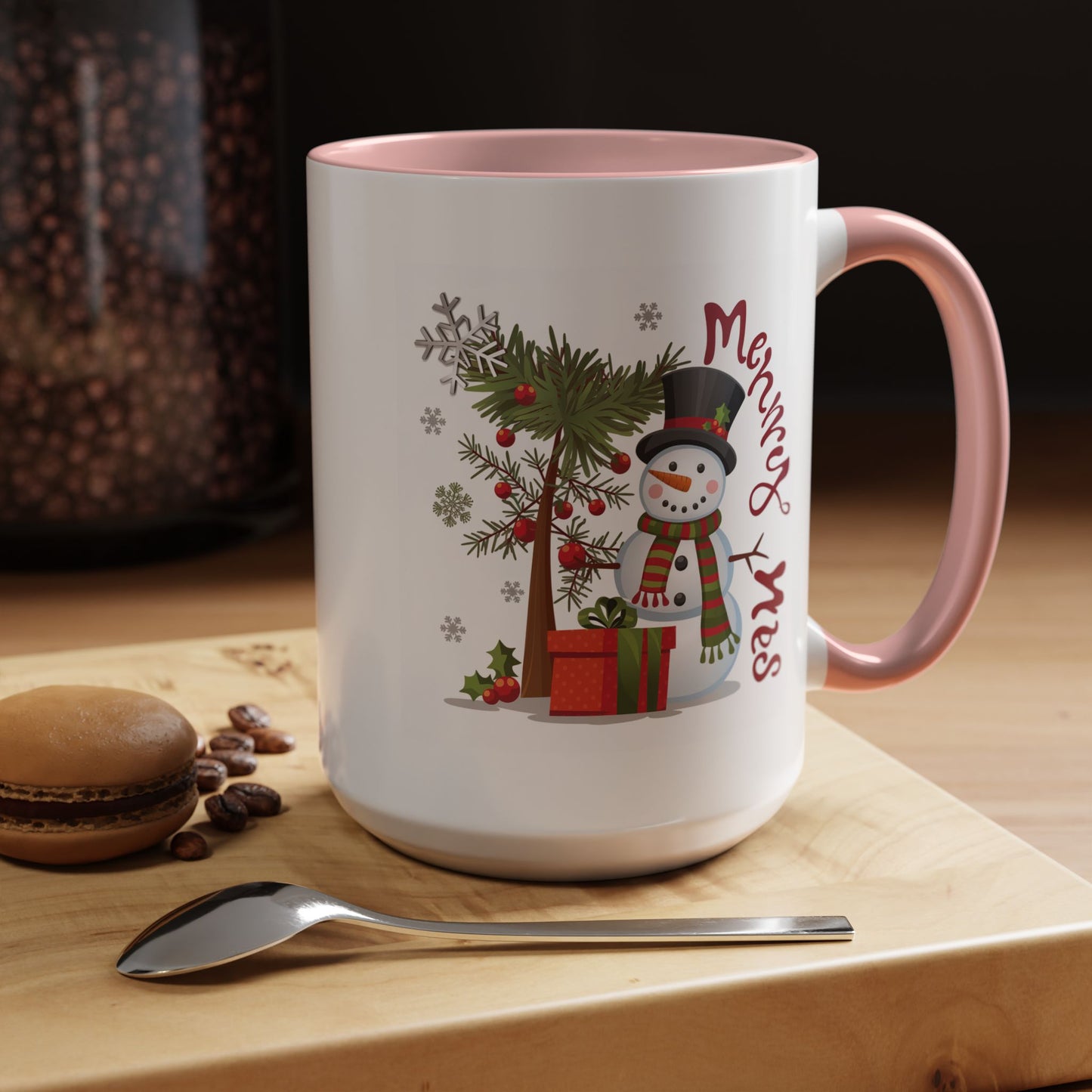 Christmas Mug - Merry Xmas Snowman Tree Present