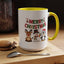 Christmas Mug - Red Green & Gold Text Reindeer Snowman Penguin
