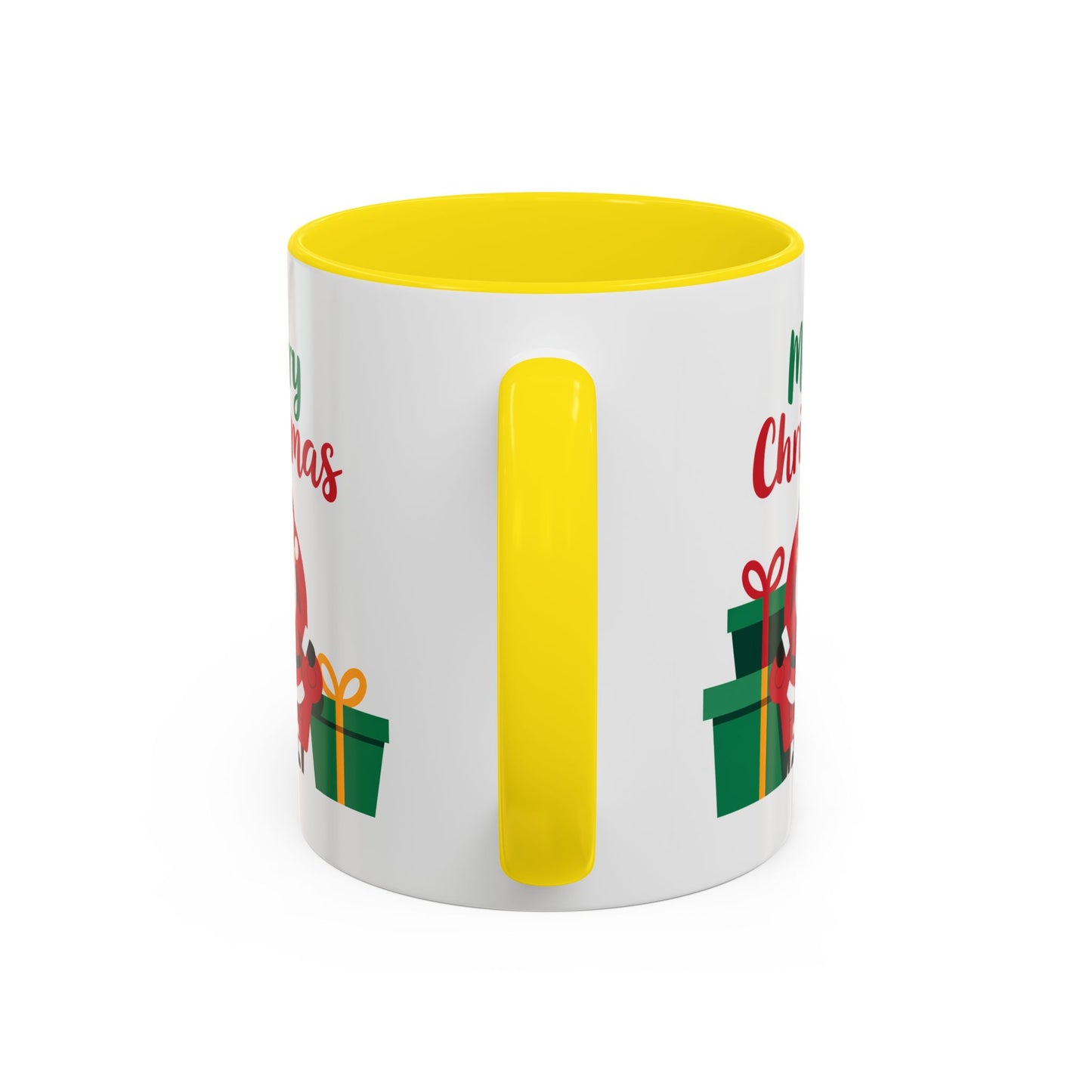 Christmas Mug - Merry Christmas Green & Red Text Santa Presents