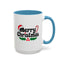 Christmas Mug - Merry Christmas Black Text Hat Candy Cane Mistletoe