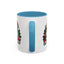 Christmas Mug - Merry Christmas White & Black Text Santa Trees Presents