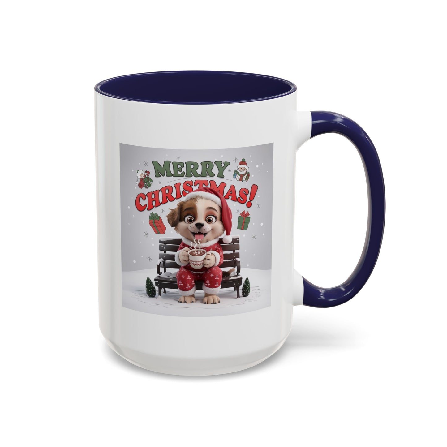 Christmas Mug - Merry Christmas Red Text Puppy Red Top