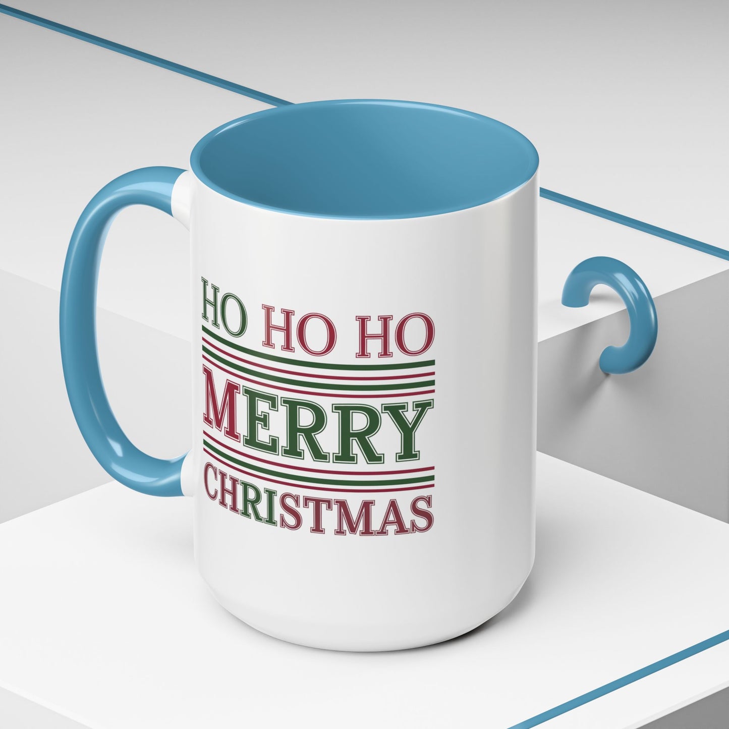 Christmas Mug - Ho Ho Ho Merry Christmas Red & Green Text 3