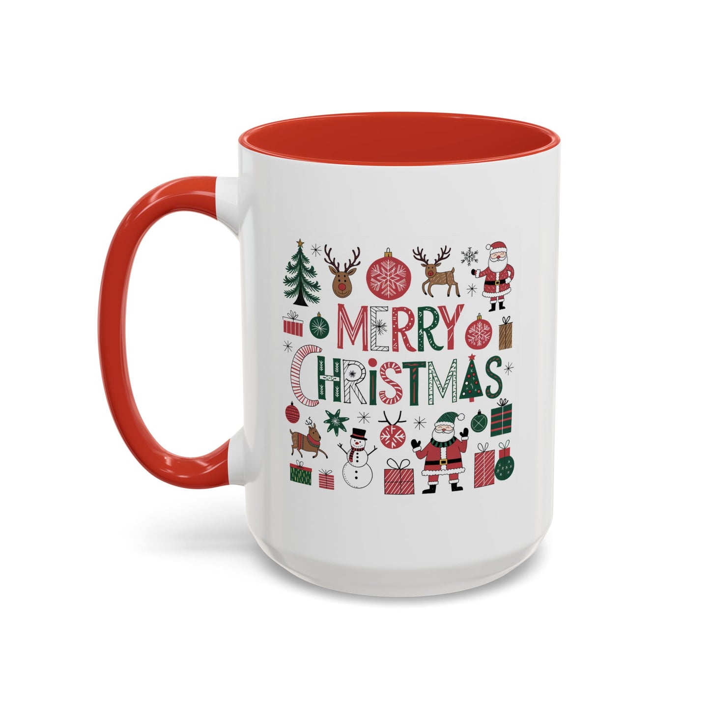 Christmas Mug - Merry Christmas Red White & Green Text Collage