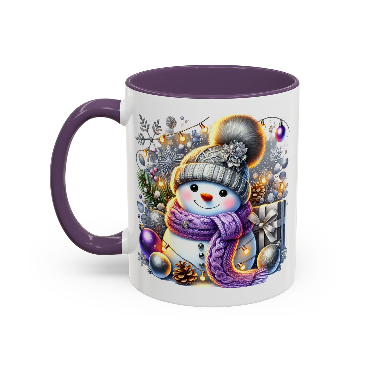 Christmas Mug - Purple and Silver Snowman
