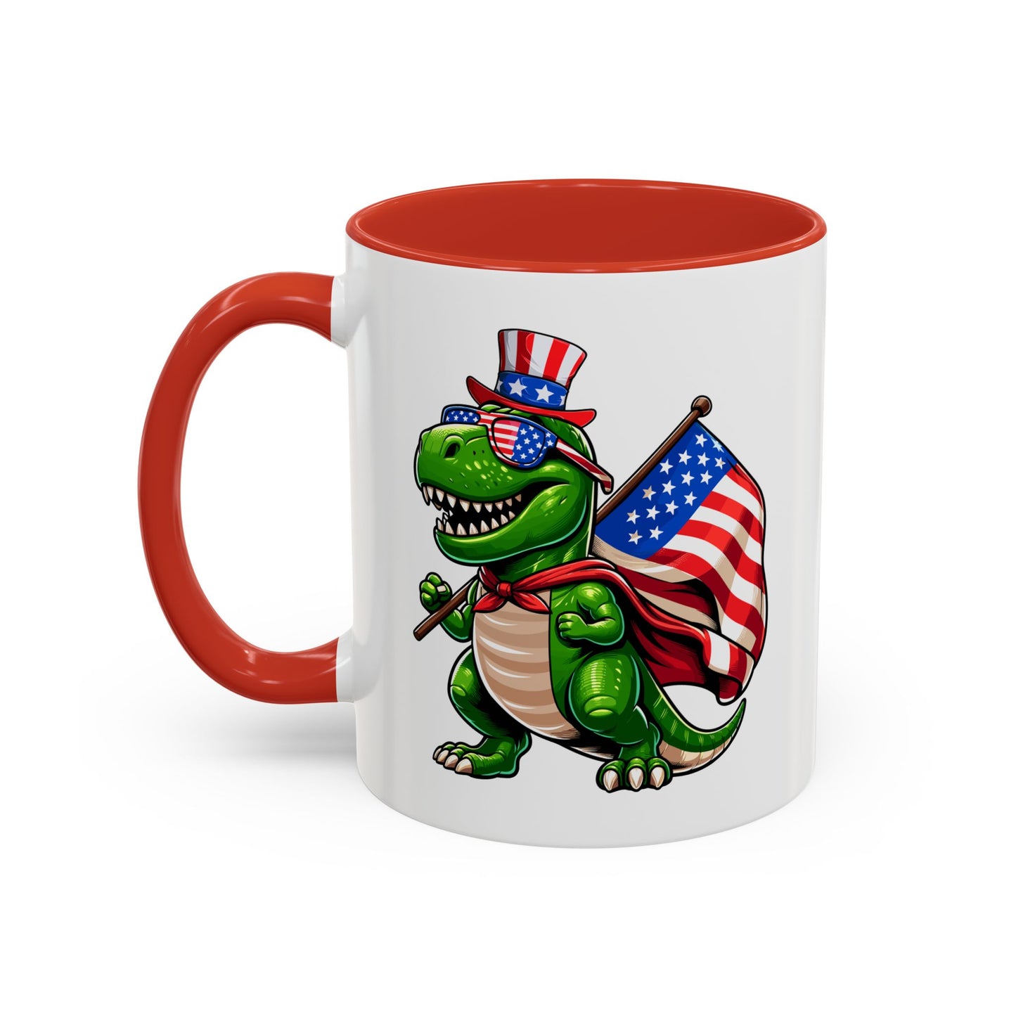 4th of July Mug - T Rex Dinosaur USA Flag