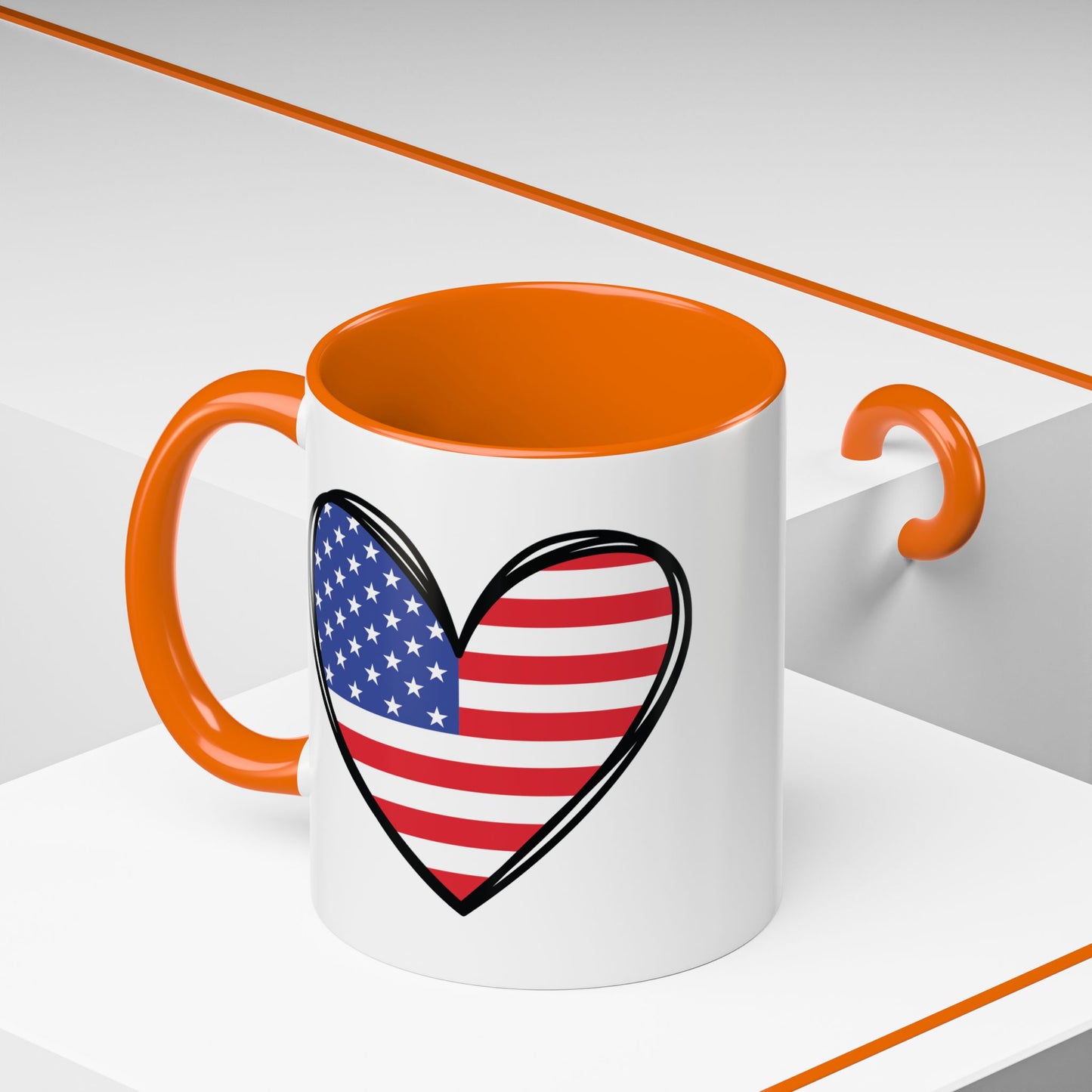 4th of July Mug - USA Flag Heart