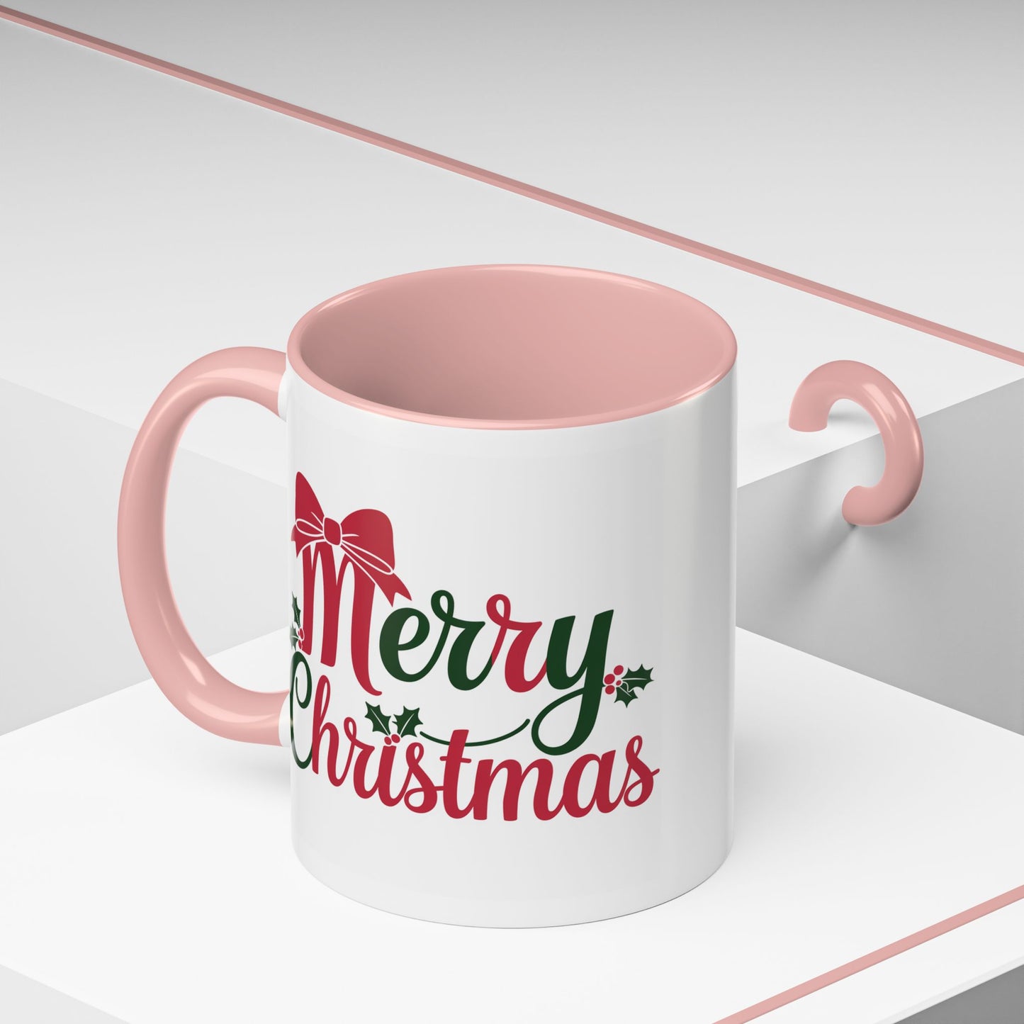 Christmas Mug - Merry Christmas Red & Green Text Bow