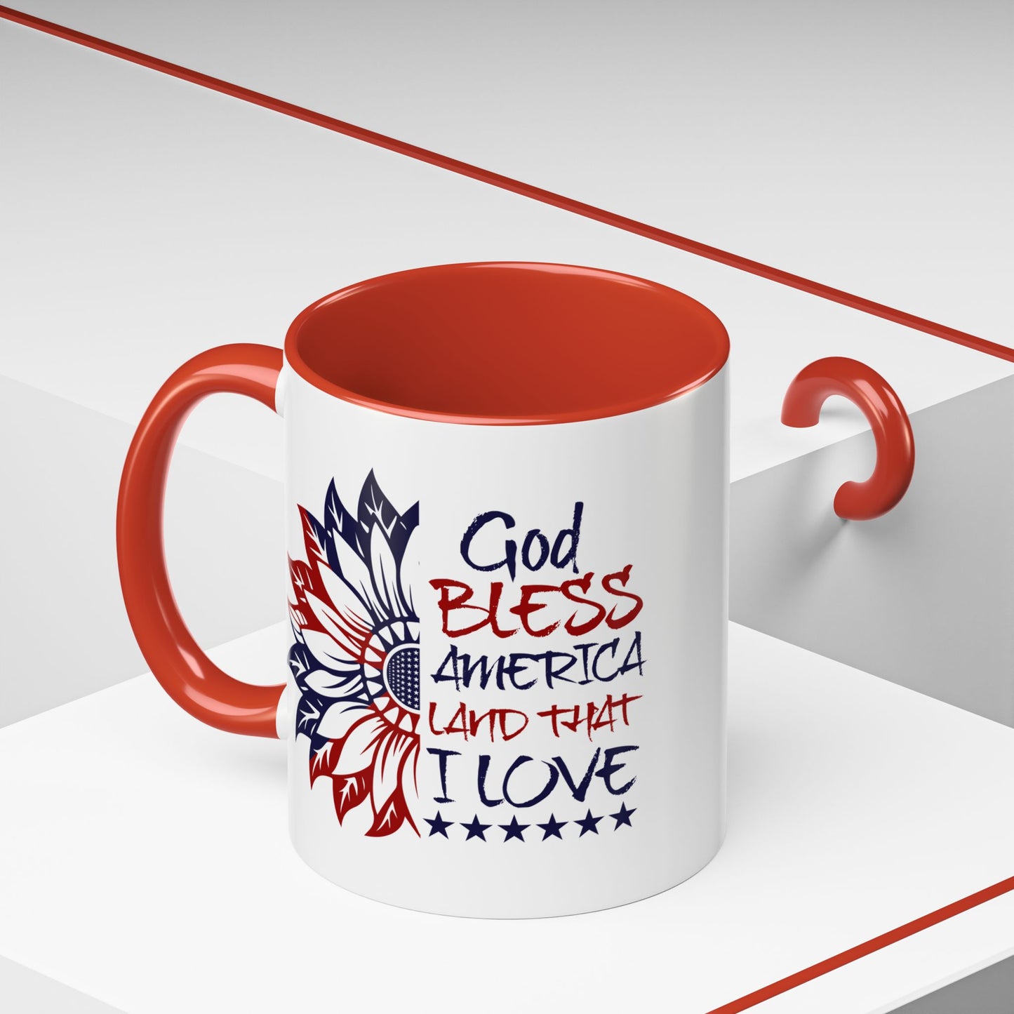 4th of July Mug - God Bless America Sunflower