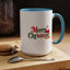 Christmas Mug - Merry Christmas Green & Red Text Santa Presents