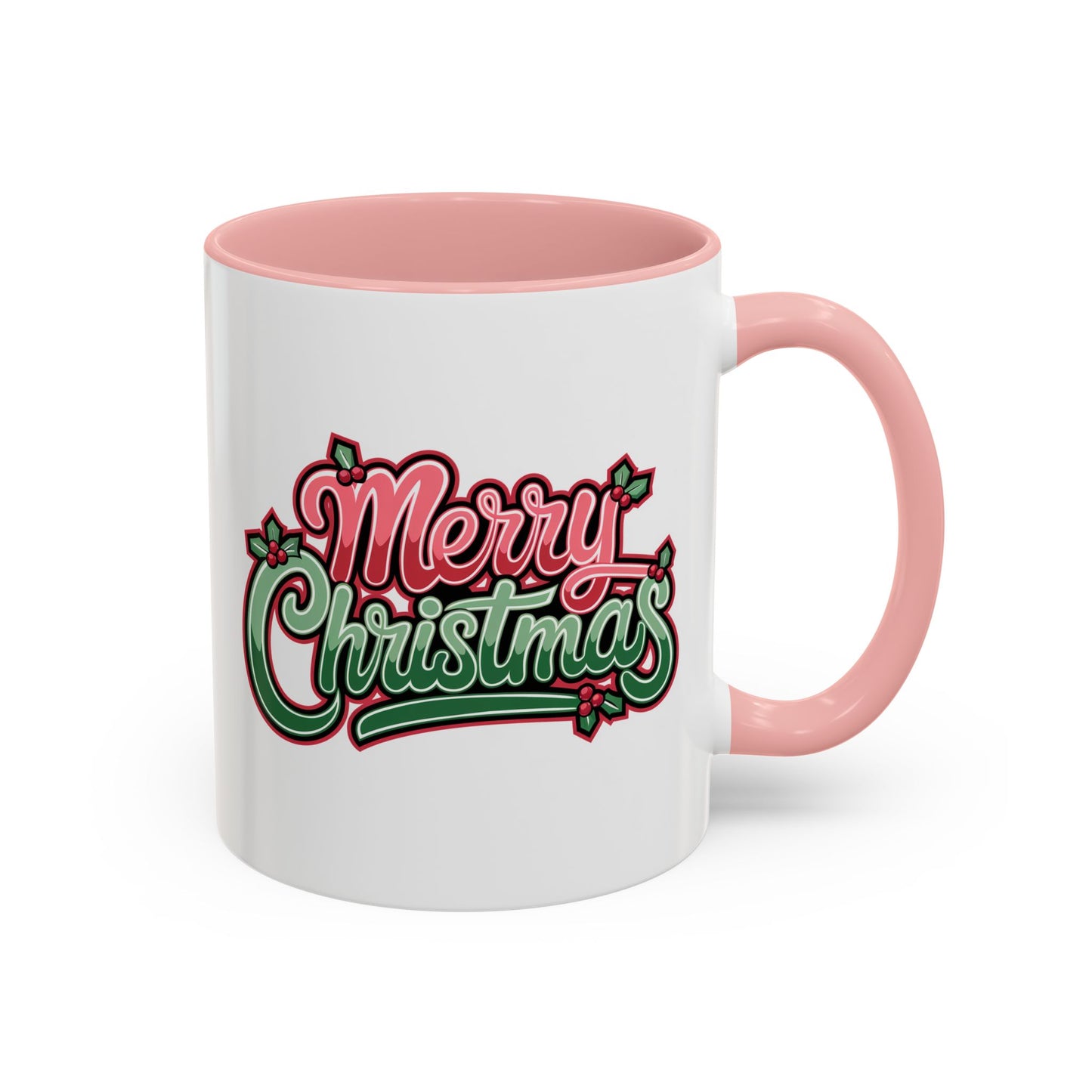 Christmas Mug - Merry Christmas Red & Green Text Mistletoe