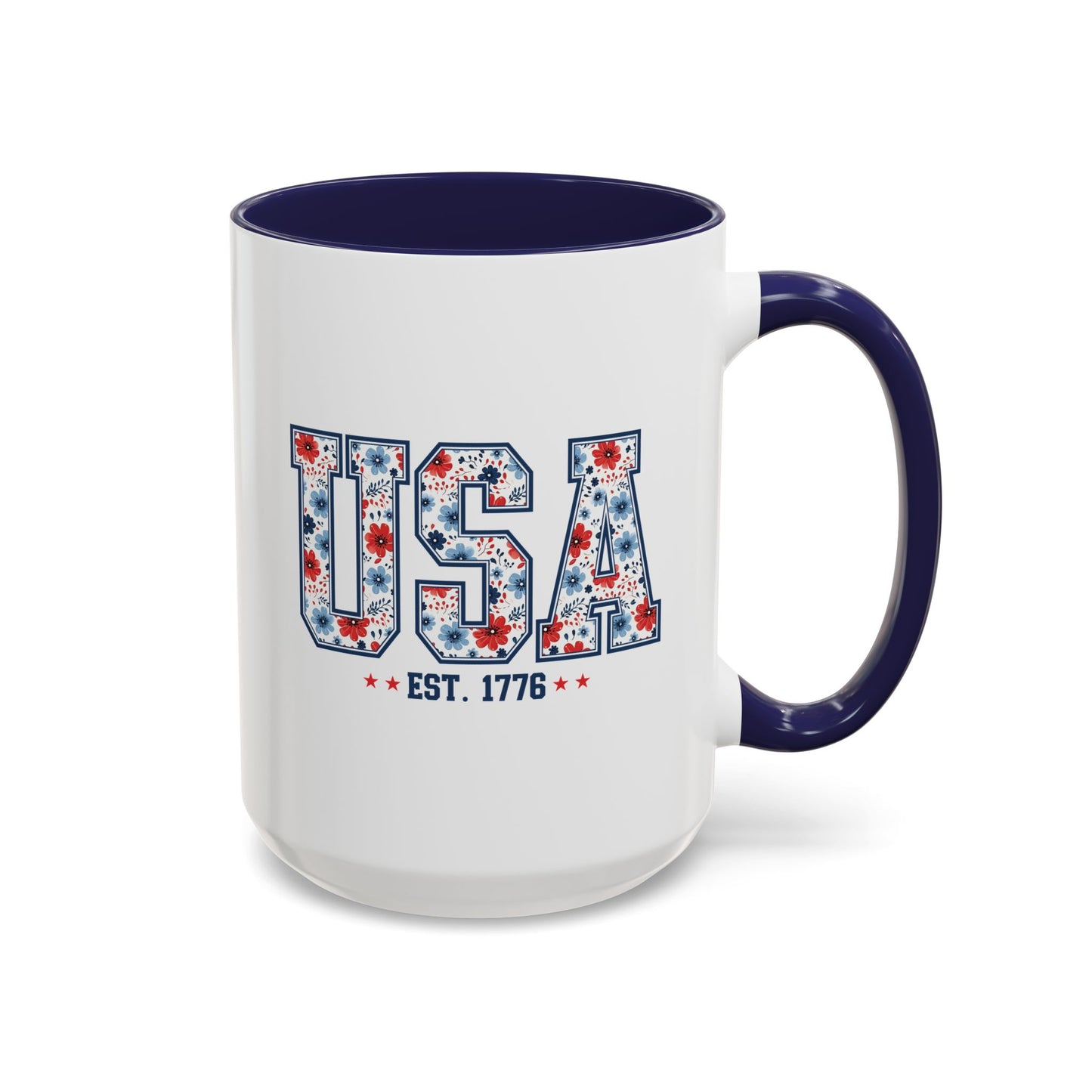 4th of July Mug - USA EST 1776 Floral