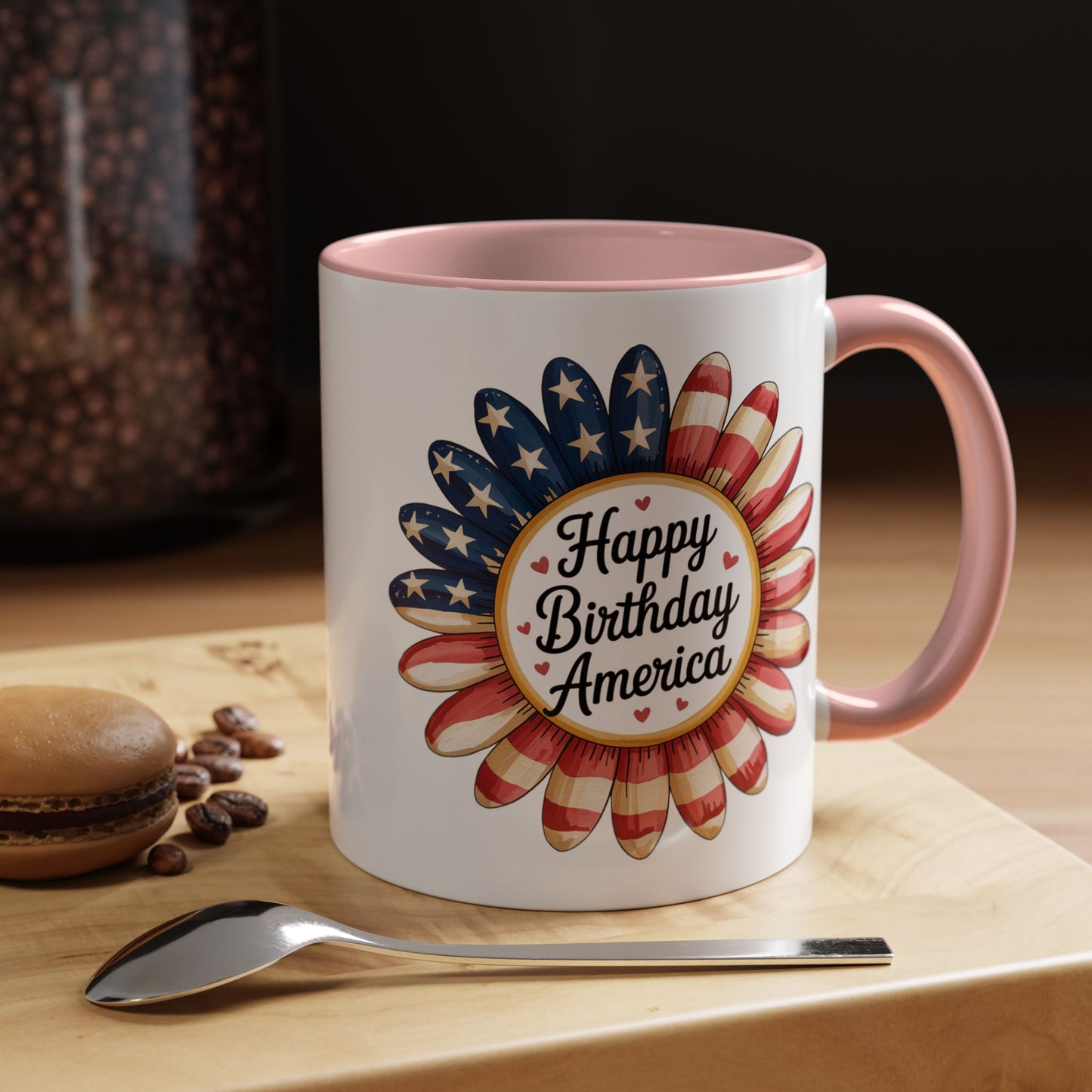 4th of July Mug - Happy Birthday America Sunflower