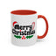 Christmas Mug - Merry Christmas Black Text Hat Candy Cane Mistletoe
