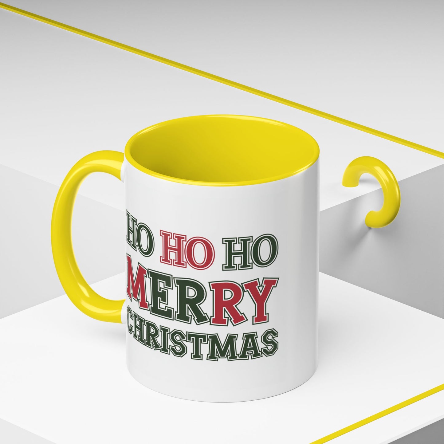 Christmas Mug - Ho Ho Ho Merry Christmas Green & Red Text 2
