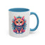 Animal  - Mystic Cat Turquoise & Coral Flowers